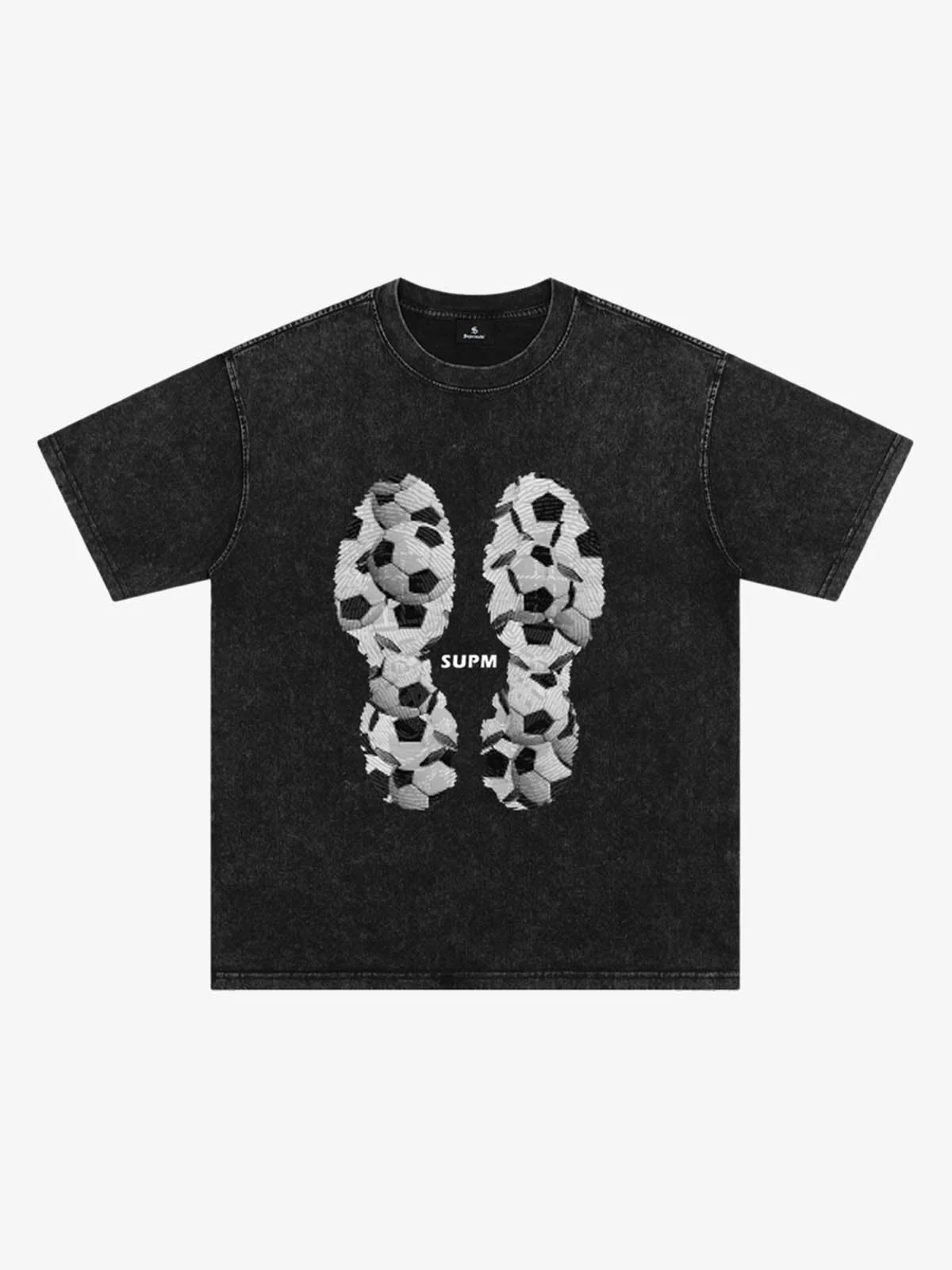 Soccer Ball Footprint Graphic T-Shirt