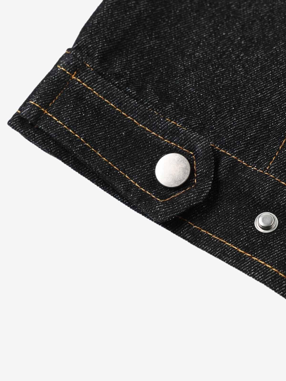 Stand Collar Clasp Detail Denim Jacket - Image 6