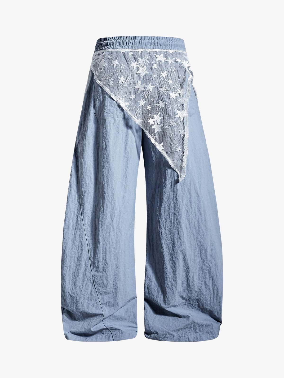 Star-Lace Overlay Baggy Track Pants - Image 3