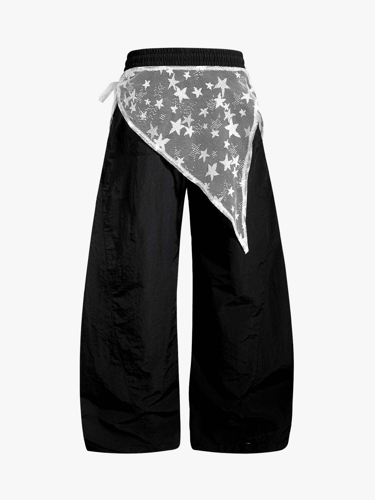 Star-Lace Overlay Baggy Track Pants - Image 4
