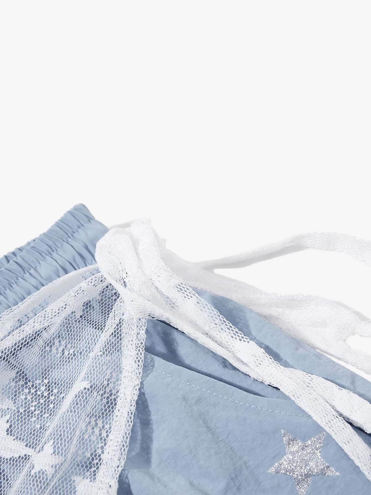 Star-Lace Overlay Baggy Track Pants - Image 5