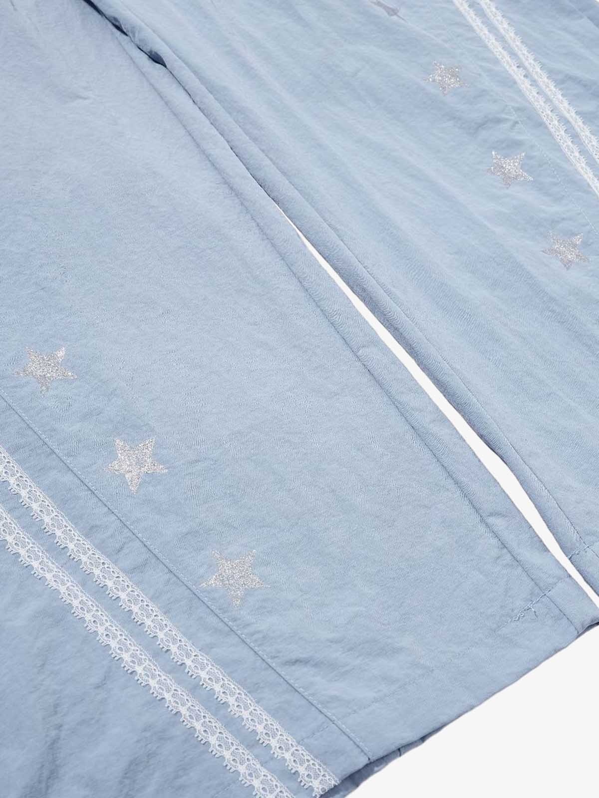 Star-Lace Overlay Baggy Track Pants - Image 6