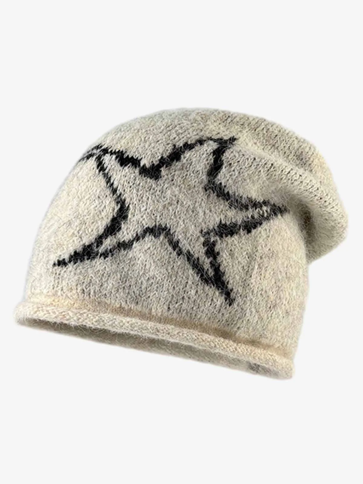 Star Pattern Knit Beanie - Image 3