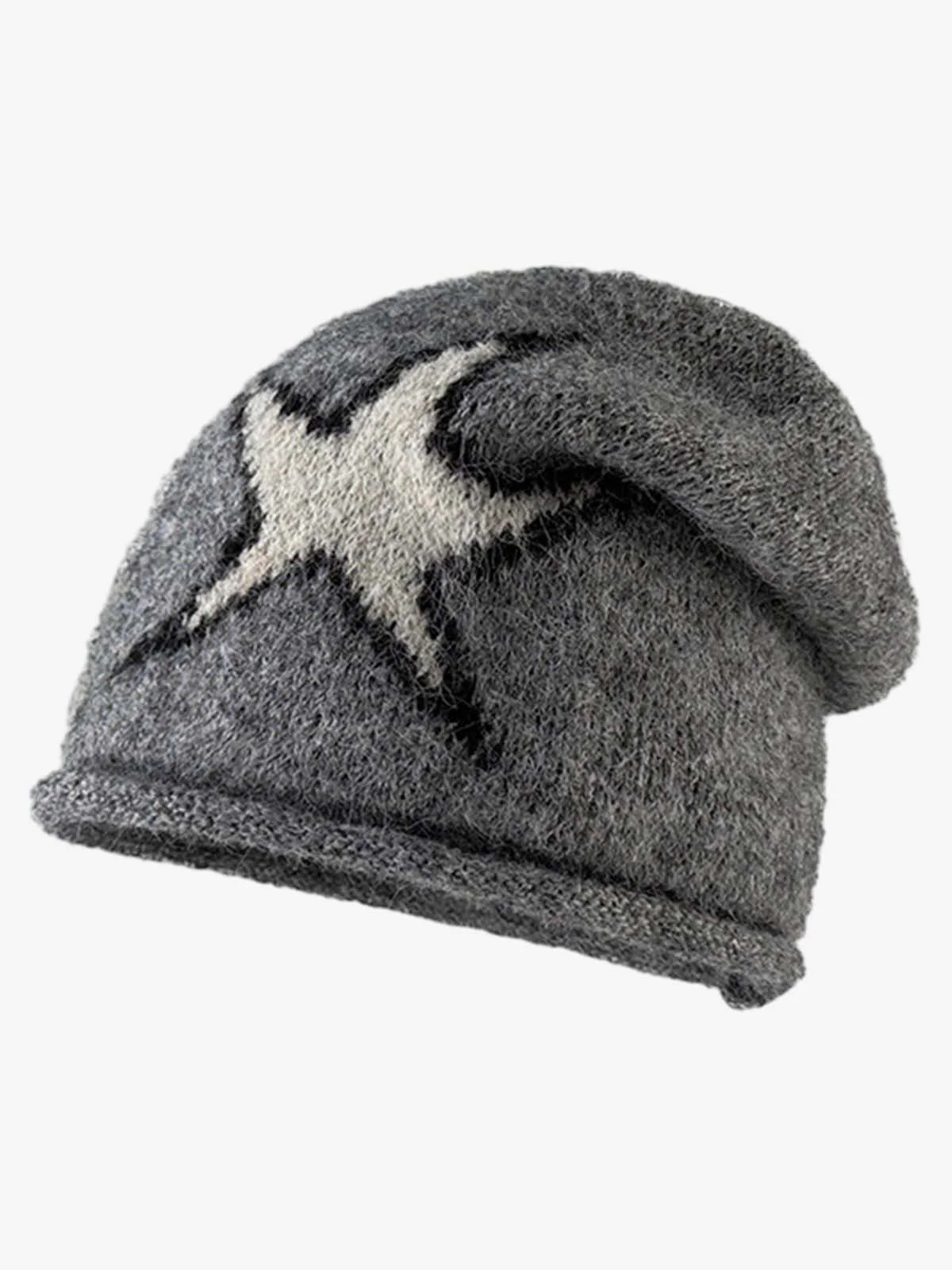Star Pattern Knit Beanie - Image 4