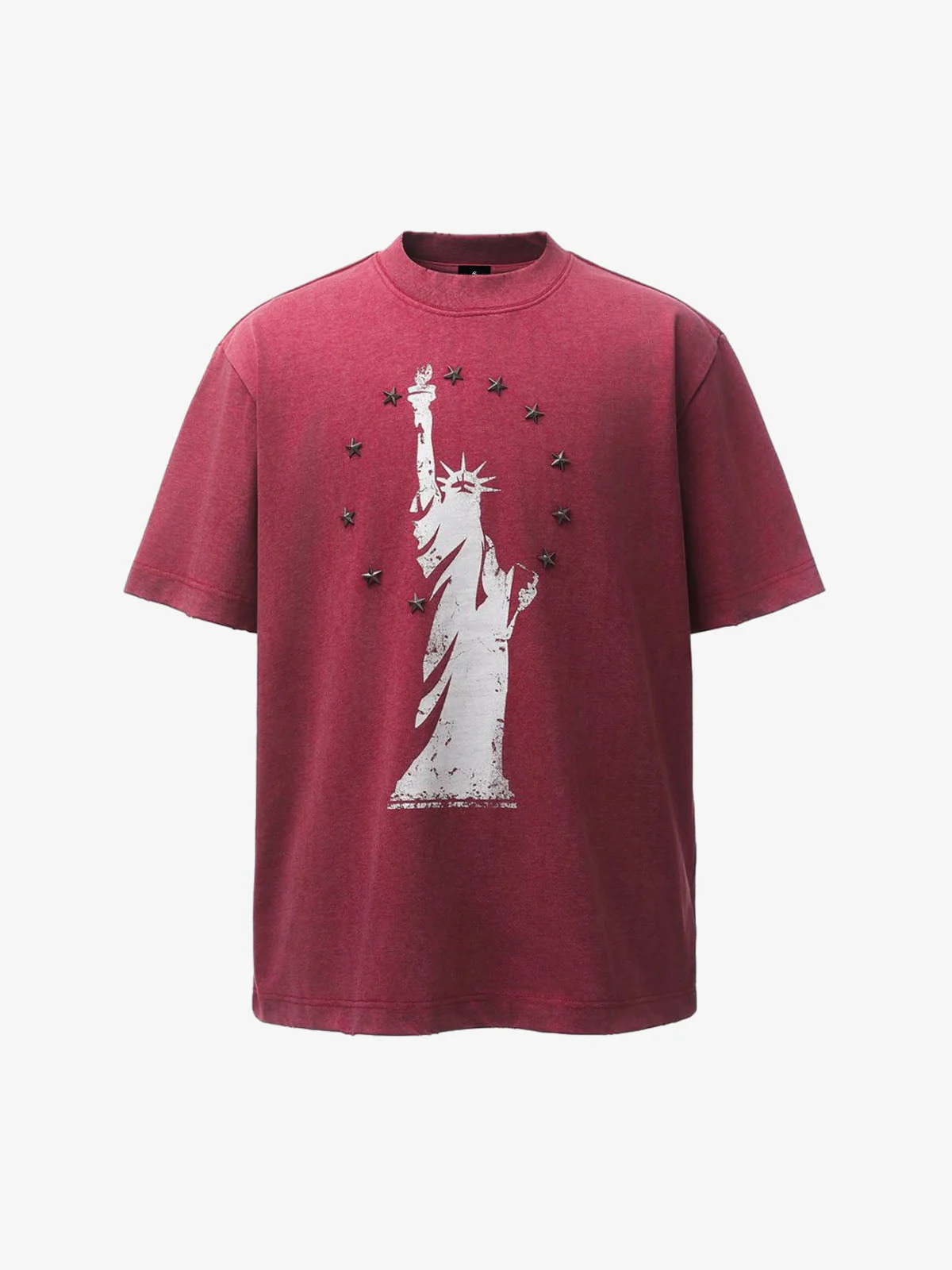 Statue of Liberty Print and Star Details T-Shirt - Image 2