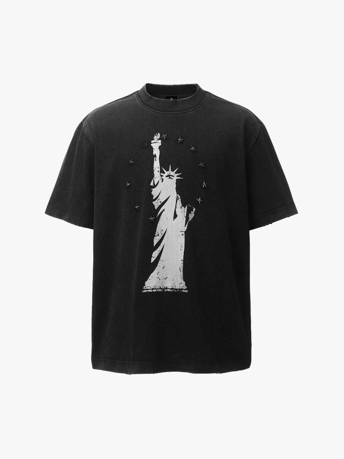 Statue of Liberty Print and Star Details T-Shirt - Image 7