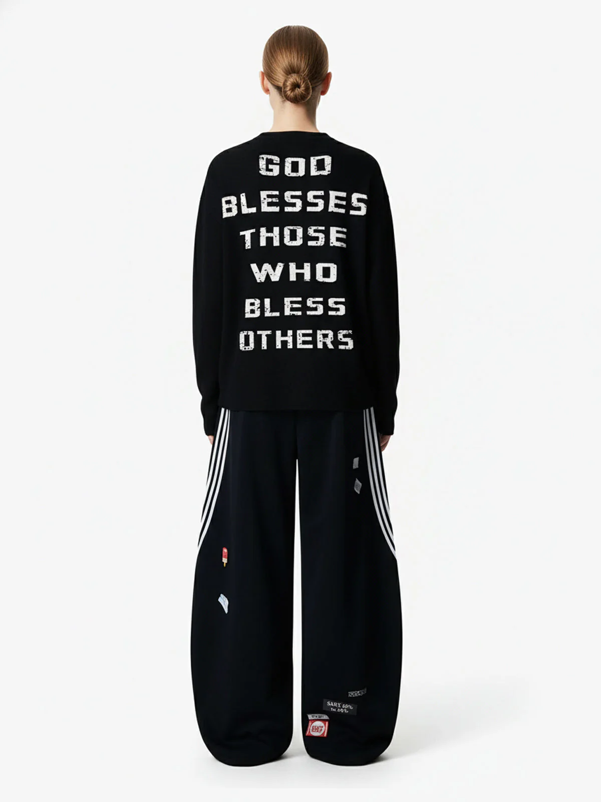 Street Cross Lettering Print Long-Sleeved T-Shirt - 2608 - Image 11