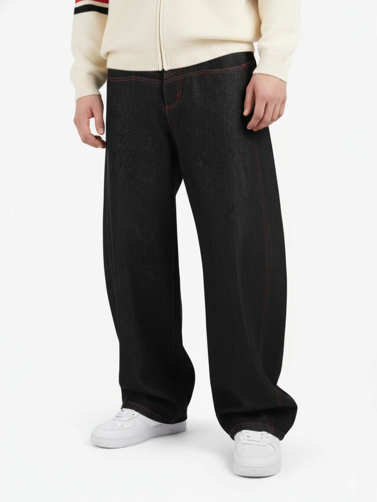 Street Culottes Red Stitching Barrel Jeans - Image 2
