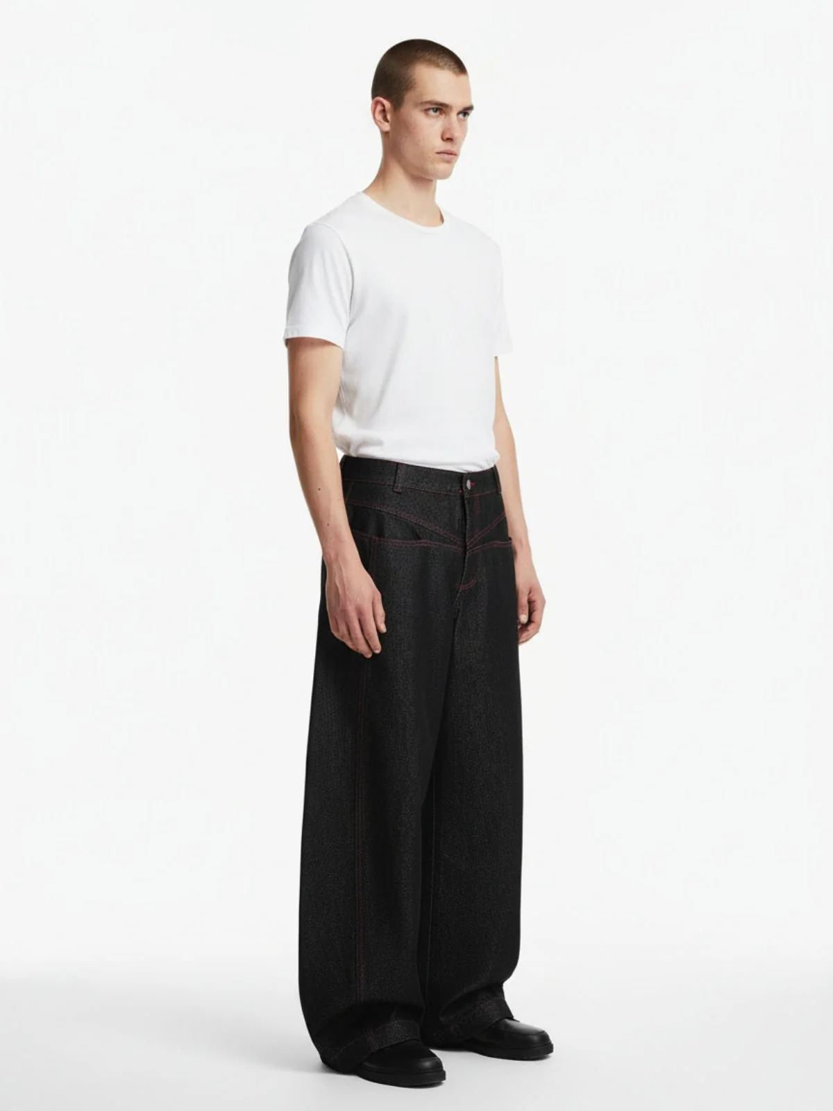 Street Culottes Red Stitching Barrel Jeans - Image 4