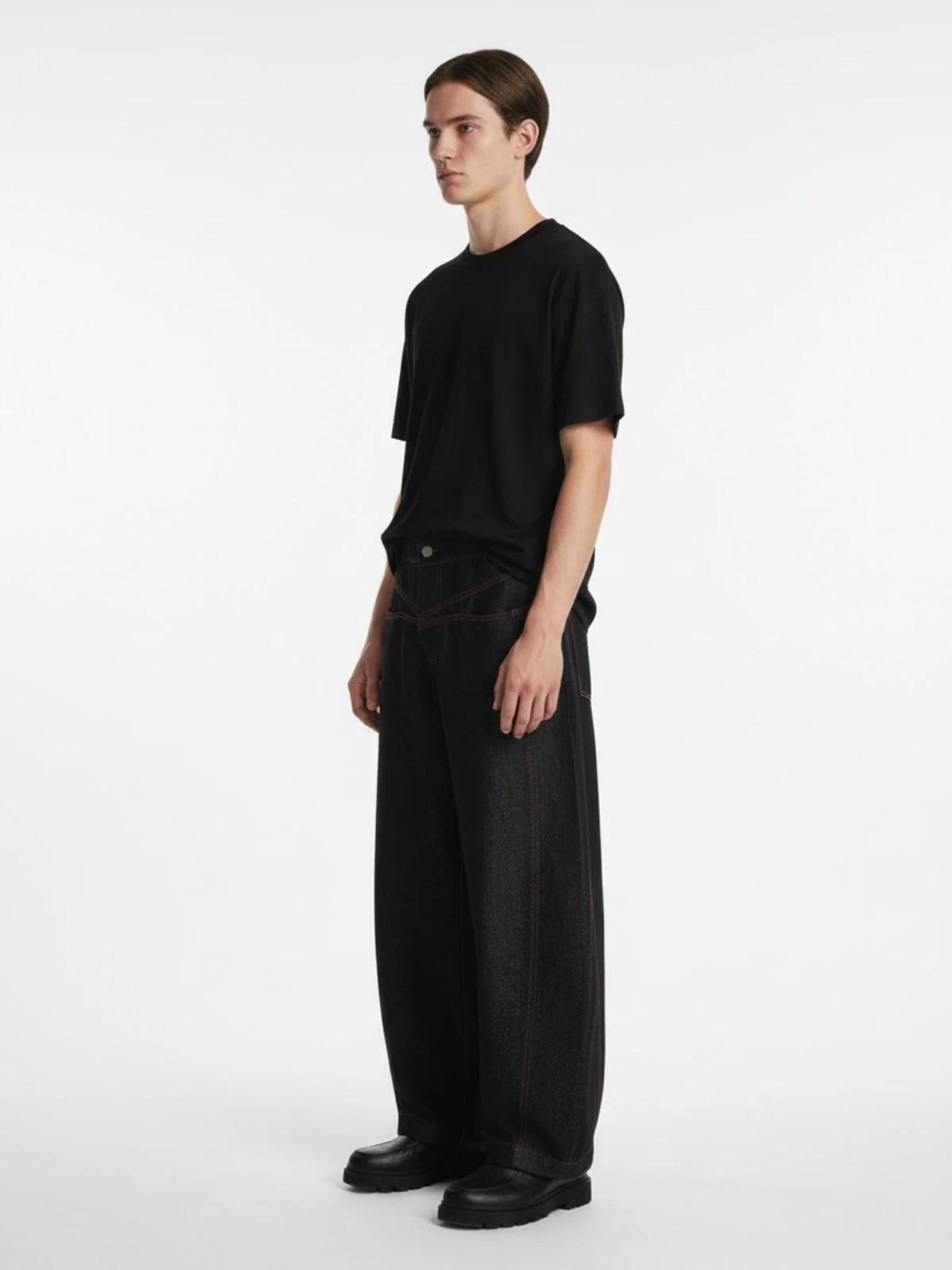 Street Culottes Red Stitching Barrel Jeans - Image 5