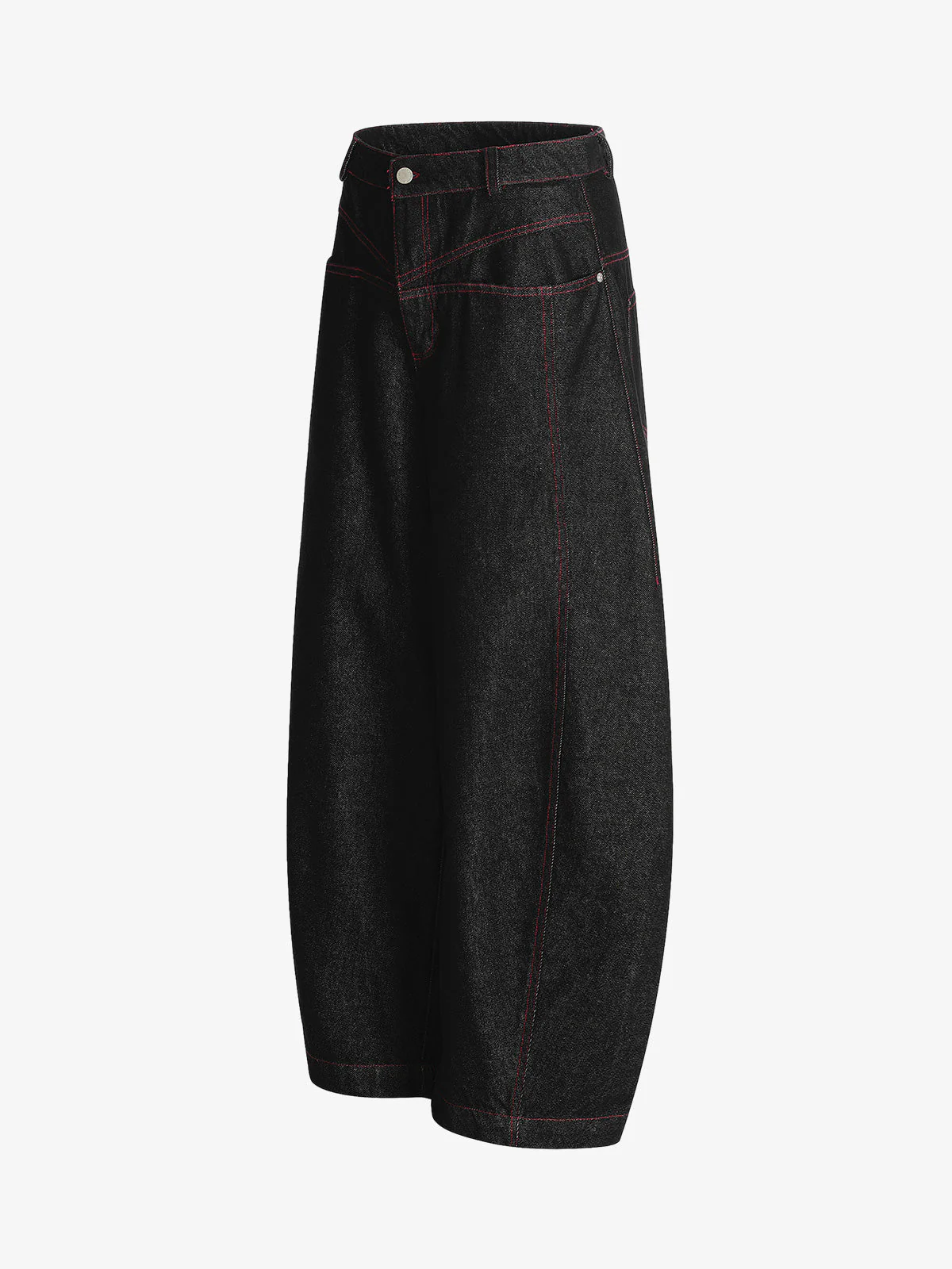 Street Culottes Red Stitching Barrel Jeans - Image 7