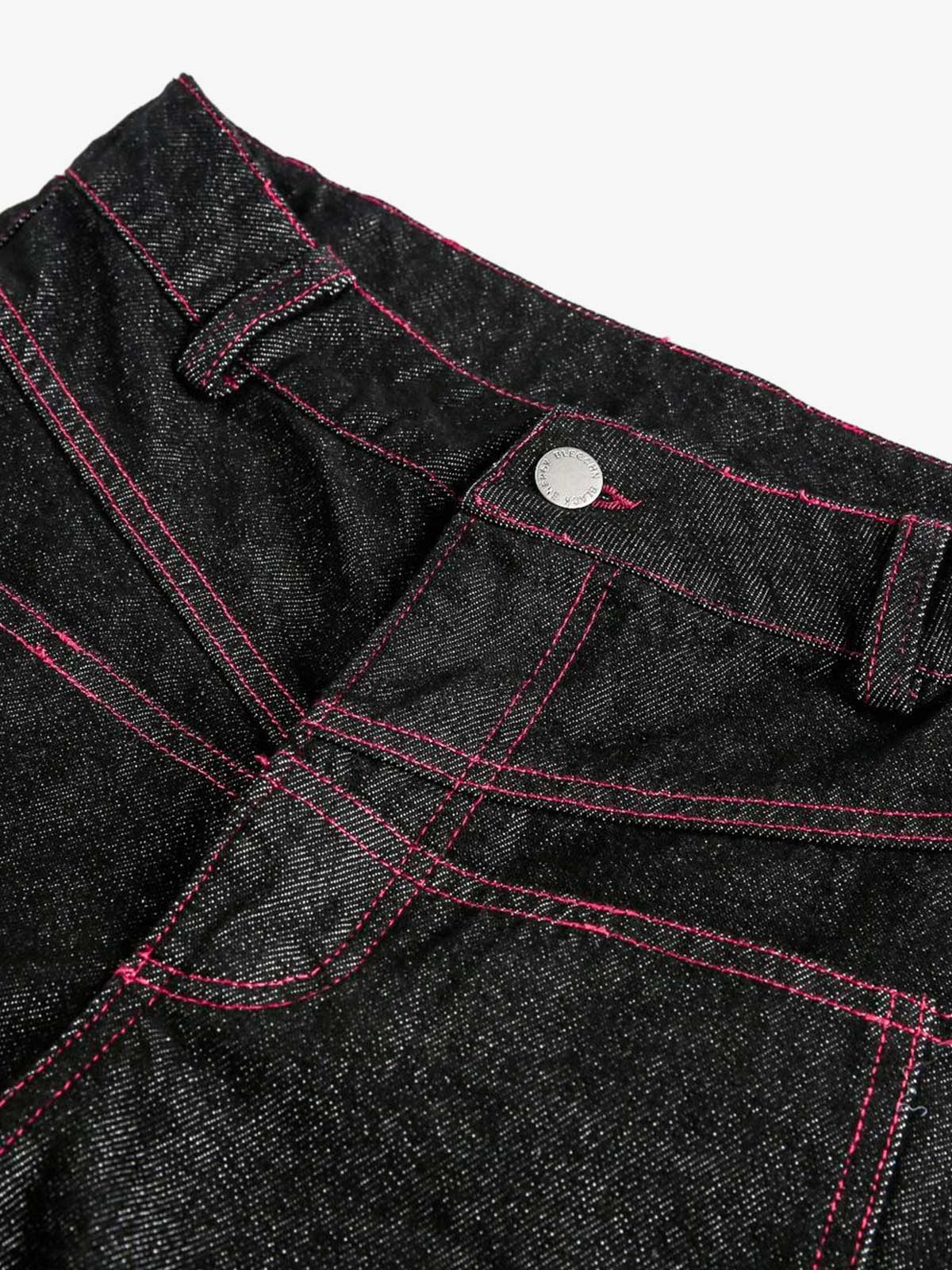 Street Culottes Red Stitching Barrel Jeans - Image 8