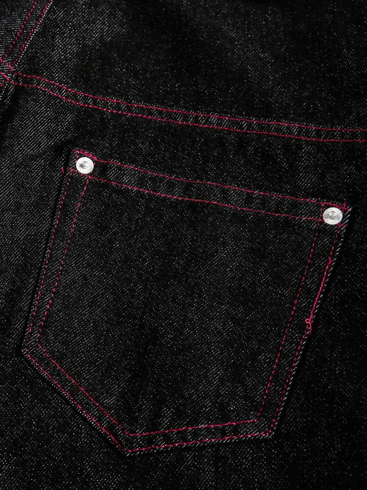 Street Culottes Red Stitching Barrel Jeans - Image 9