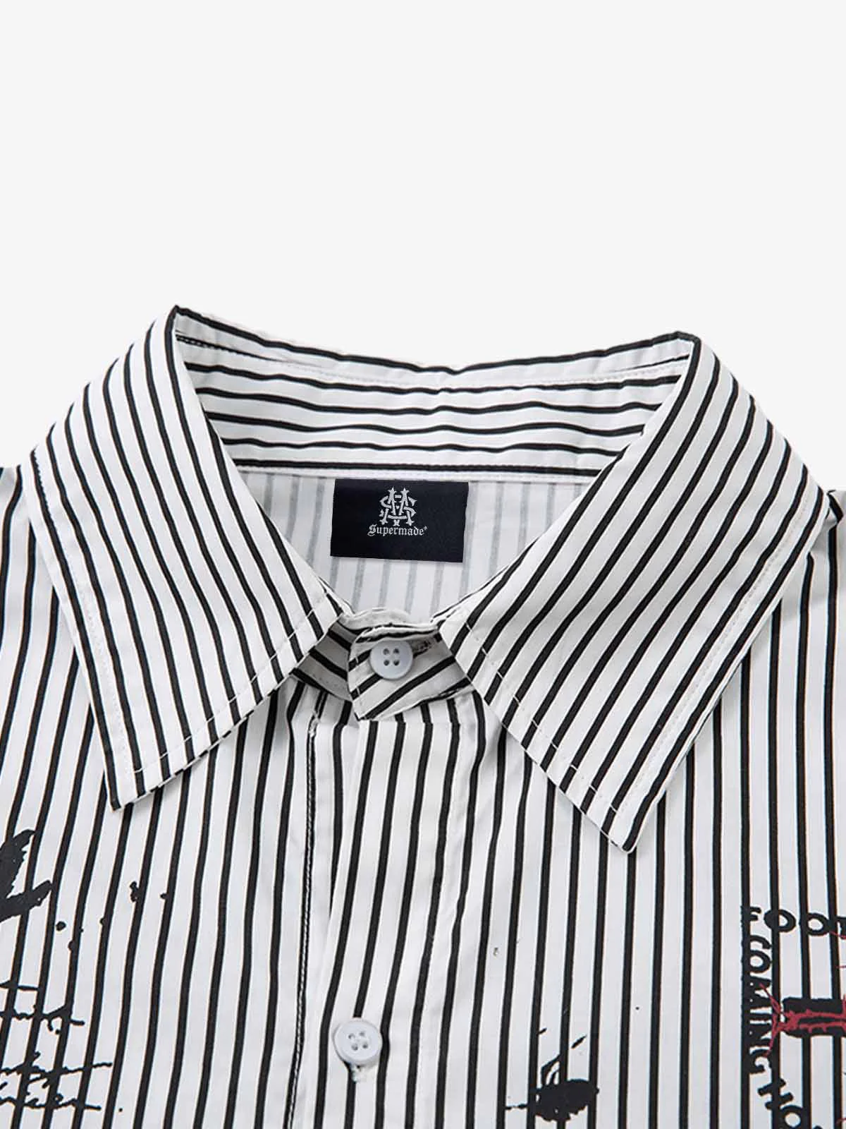 Street Dark Faux Two-Piece Striped Shirt - 2514 - Image 3