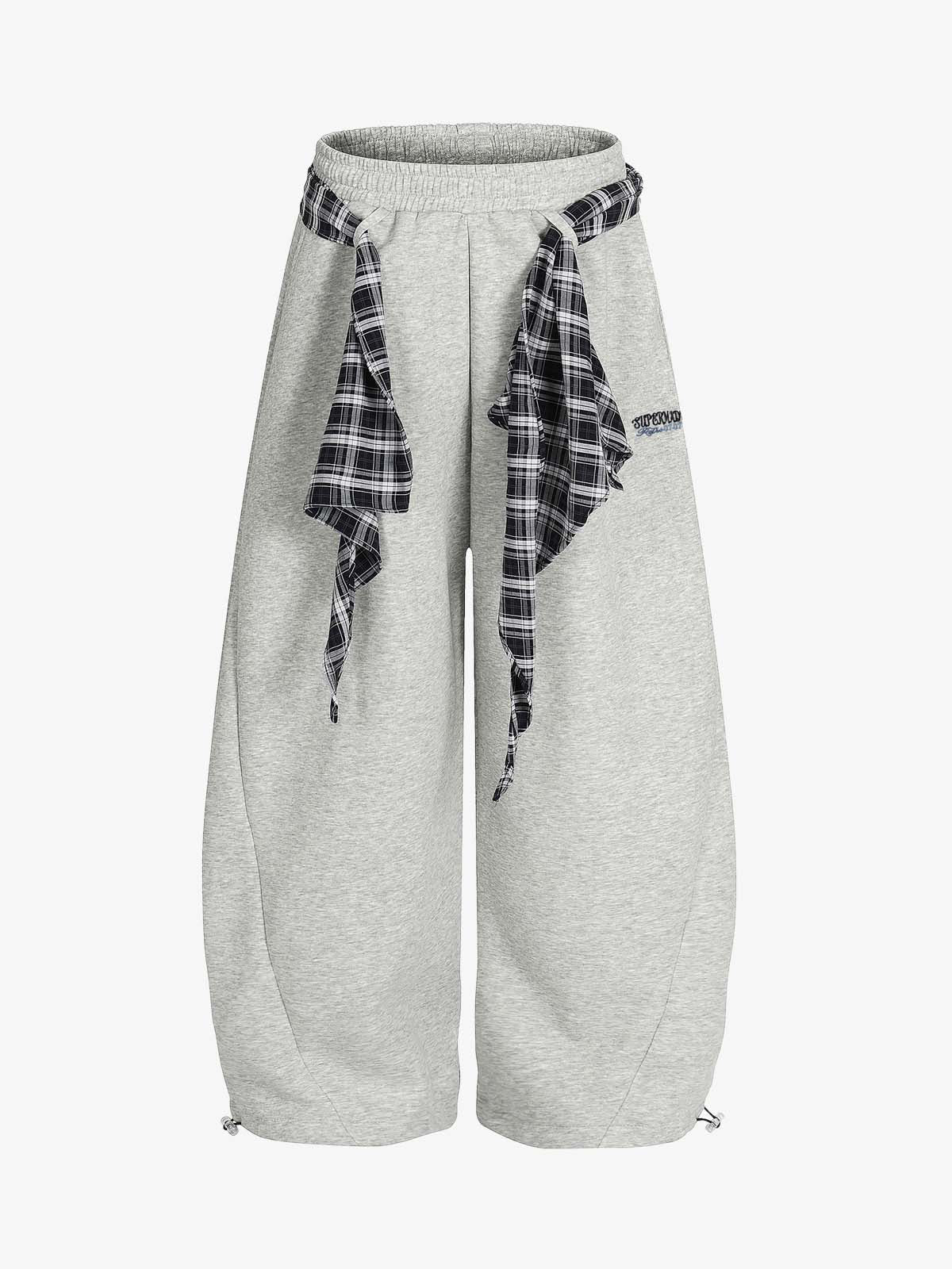 Street Detachable Plaid Waistband Machete Casual Pants - Image 2