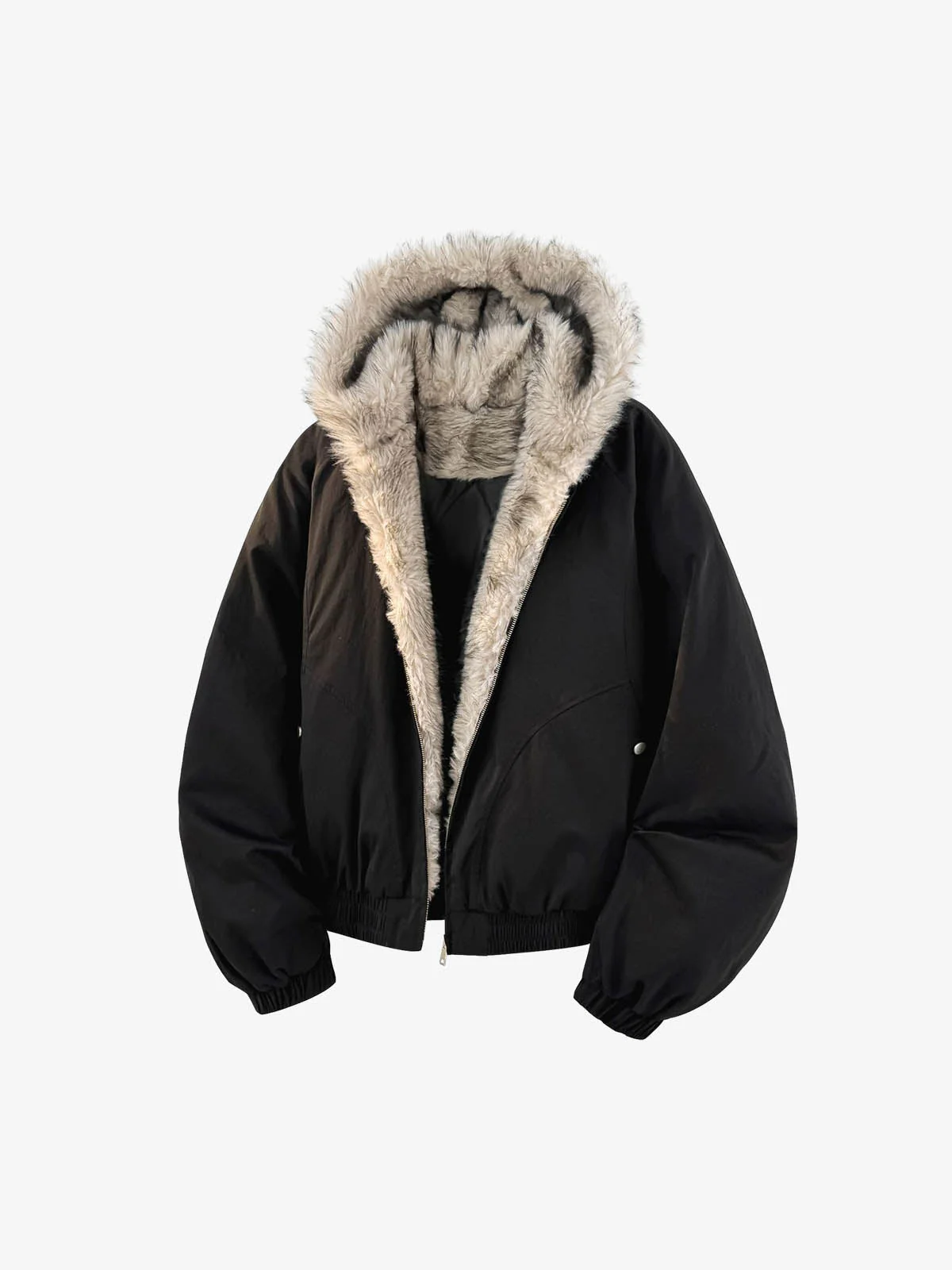 Street Faux Fur Collar Hooded Windproof Padded Jacket - Image 4