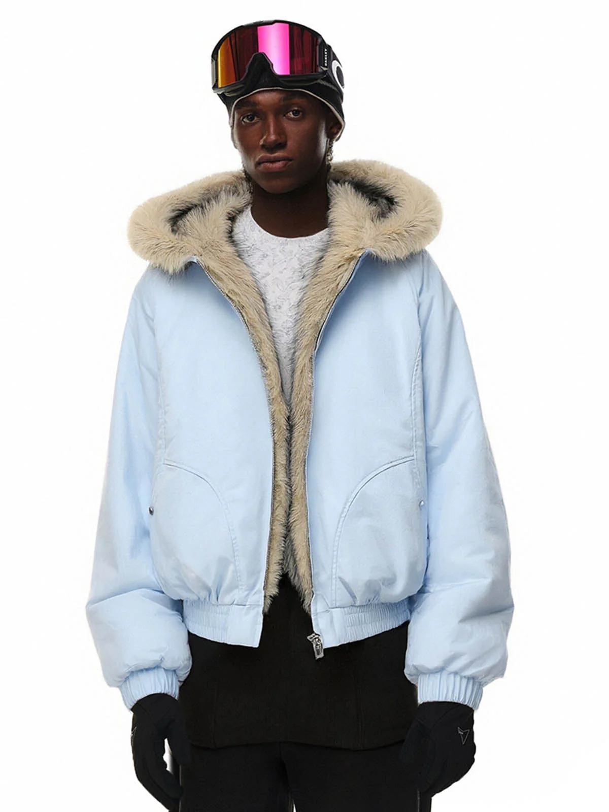 Street Faux Fur Collar Hooded Windproof Padded Jacket - Image 5