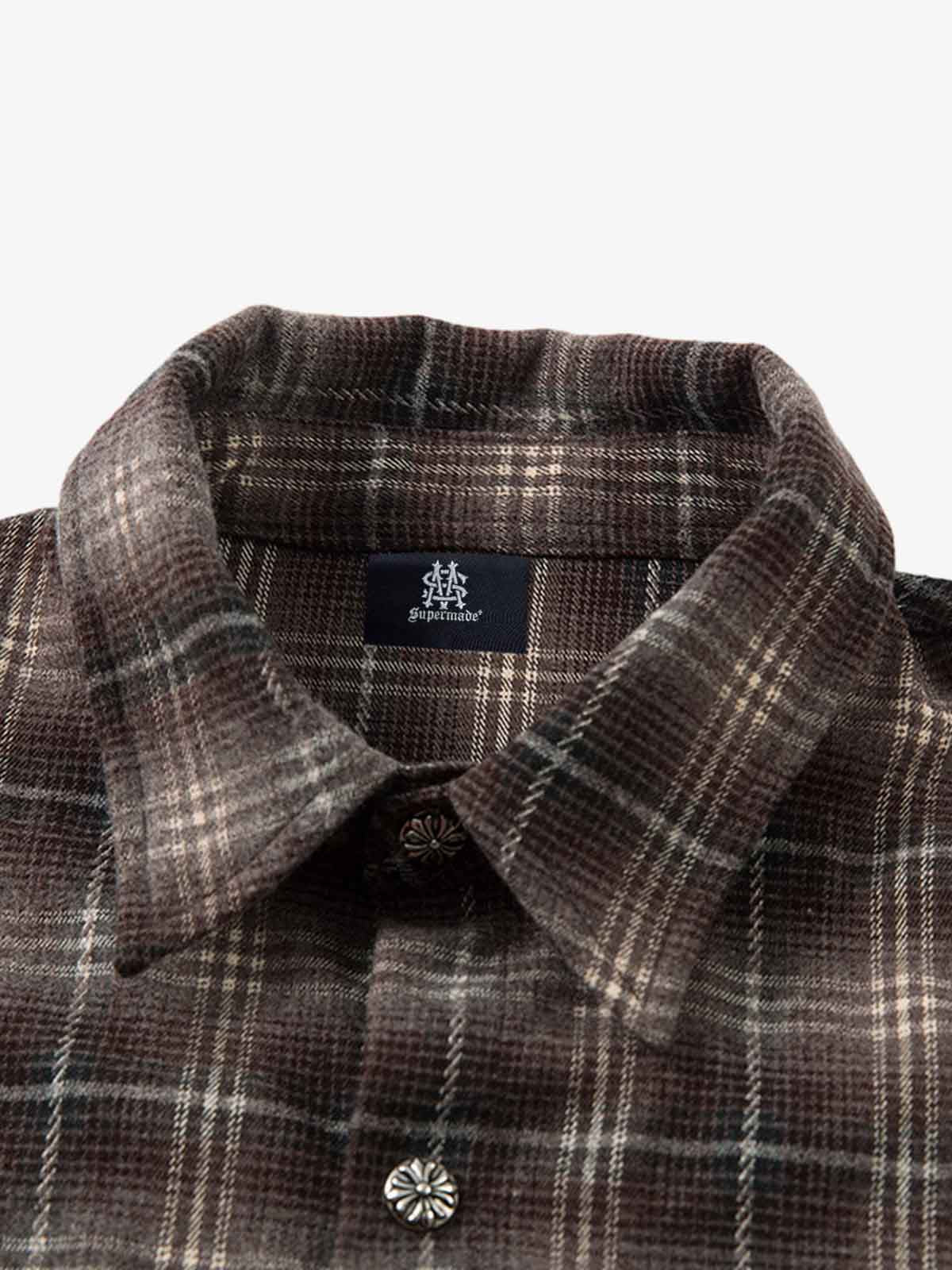 Cotton Street Distressed Plaid Faux Two-Piece Shirt - Image 7