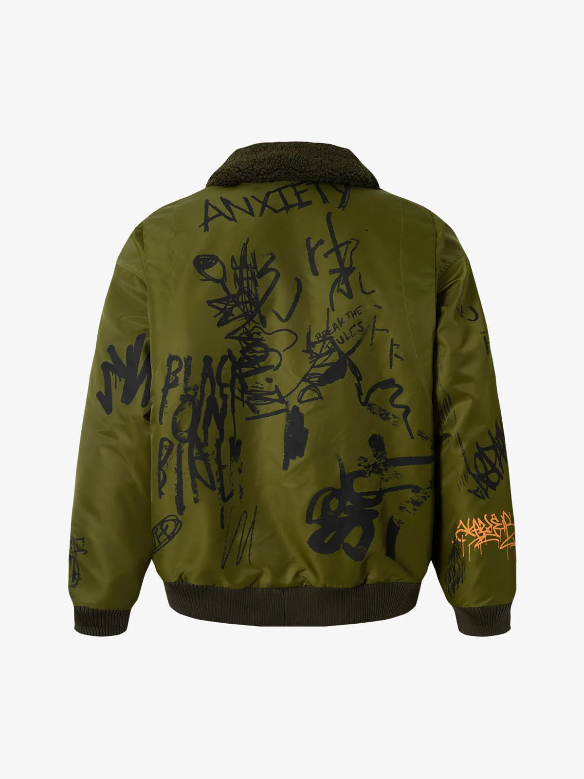 Street Graffiti Lamb Collar Flight Cotton Jacket - Image 10