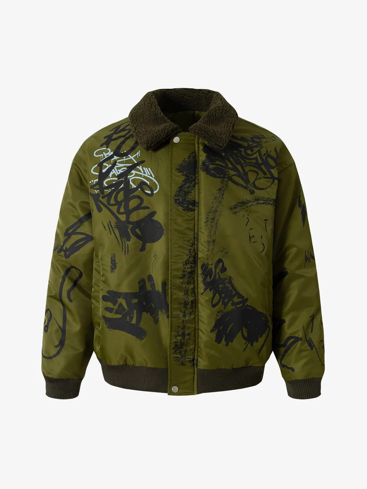 Street Graffiti Lamb Collar Flight Cotton Jacket - Image 2