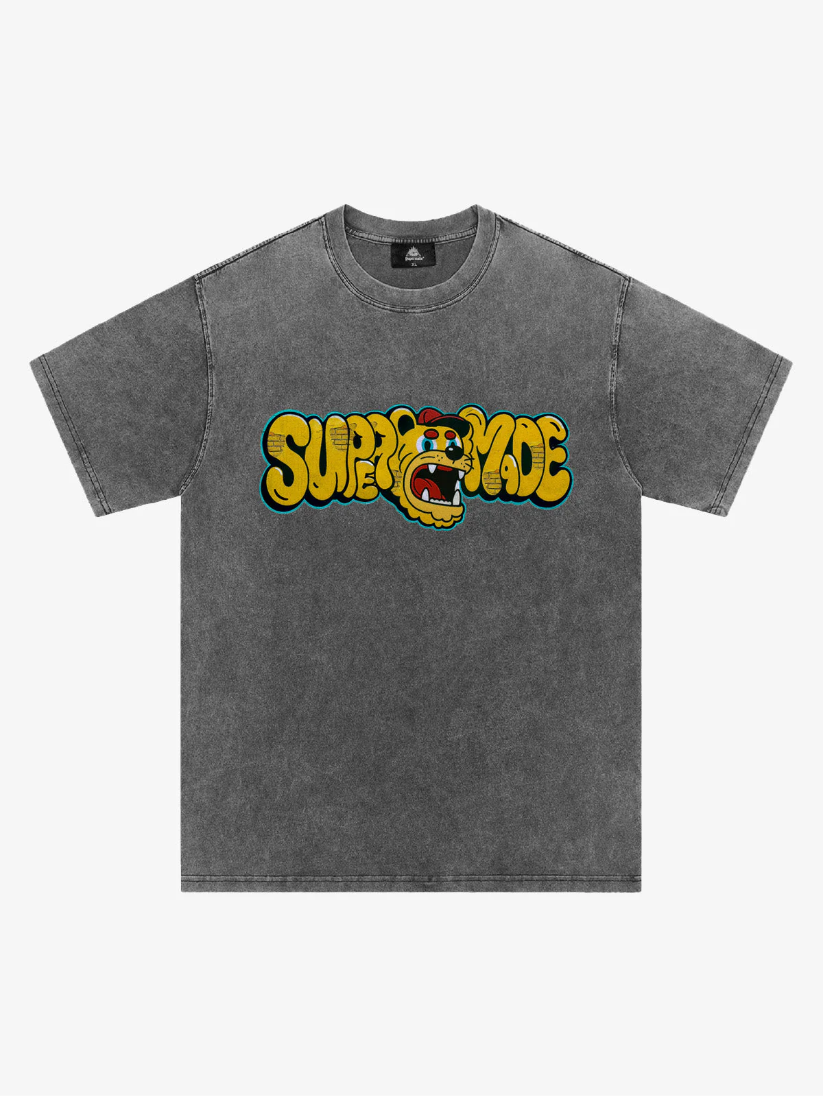 Street Graffiti Trendy Tiger Head Font T-Shirt - Image 2
