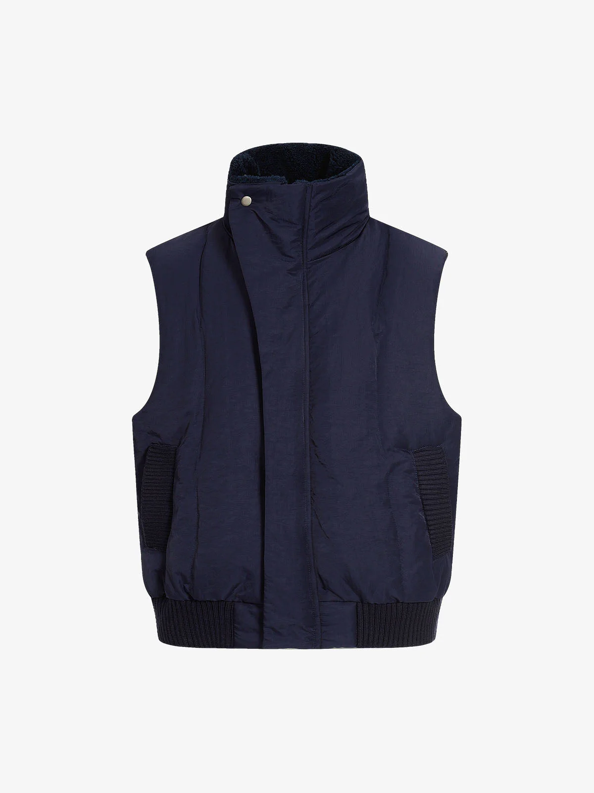 Street High-Neck Asymmetrical Placket Cotton Vest - Image 2