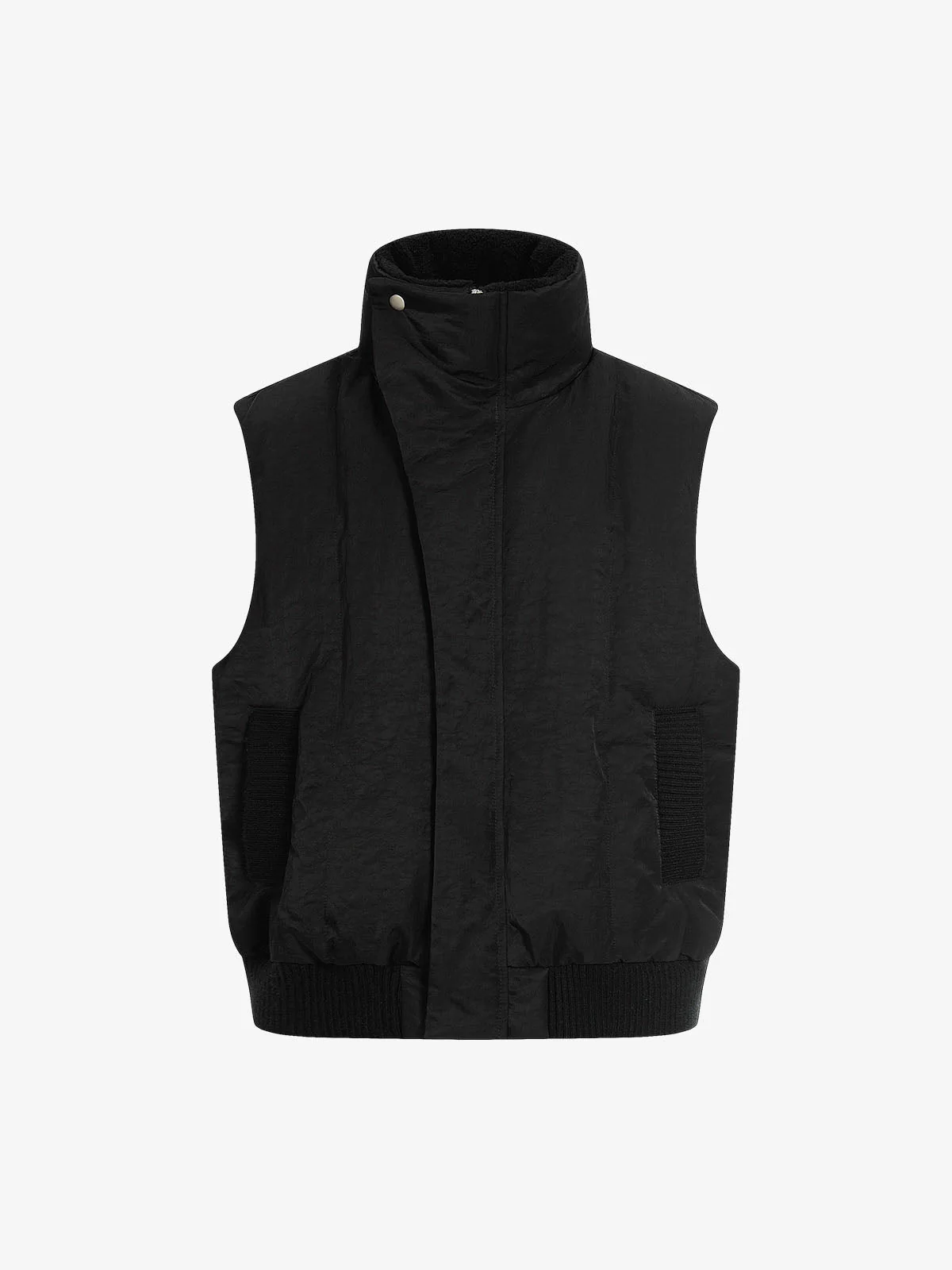 Street High-Neck Asymmetrical Placket Cotton Vest - Image 6