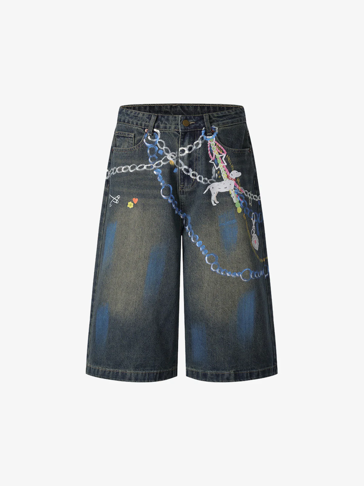 Street Painting Graffiti Denim Jorts - 2476 - Image 2