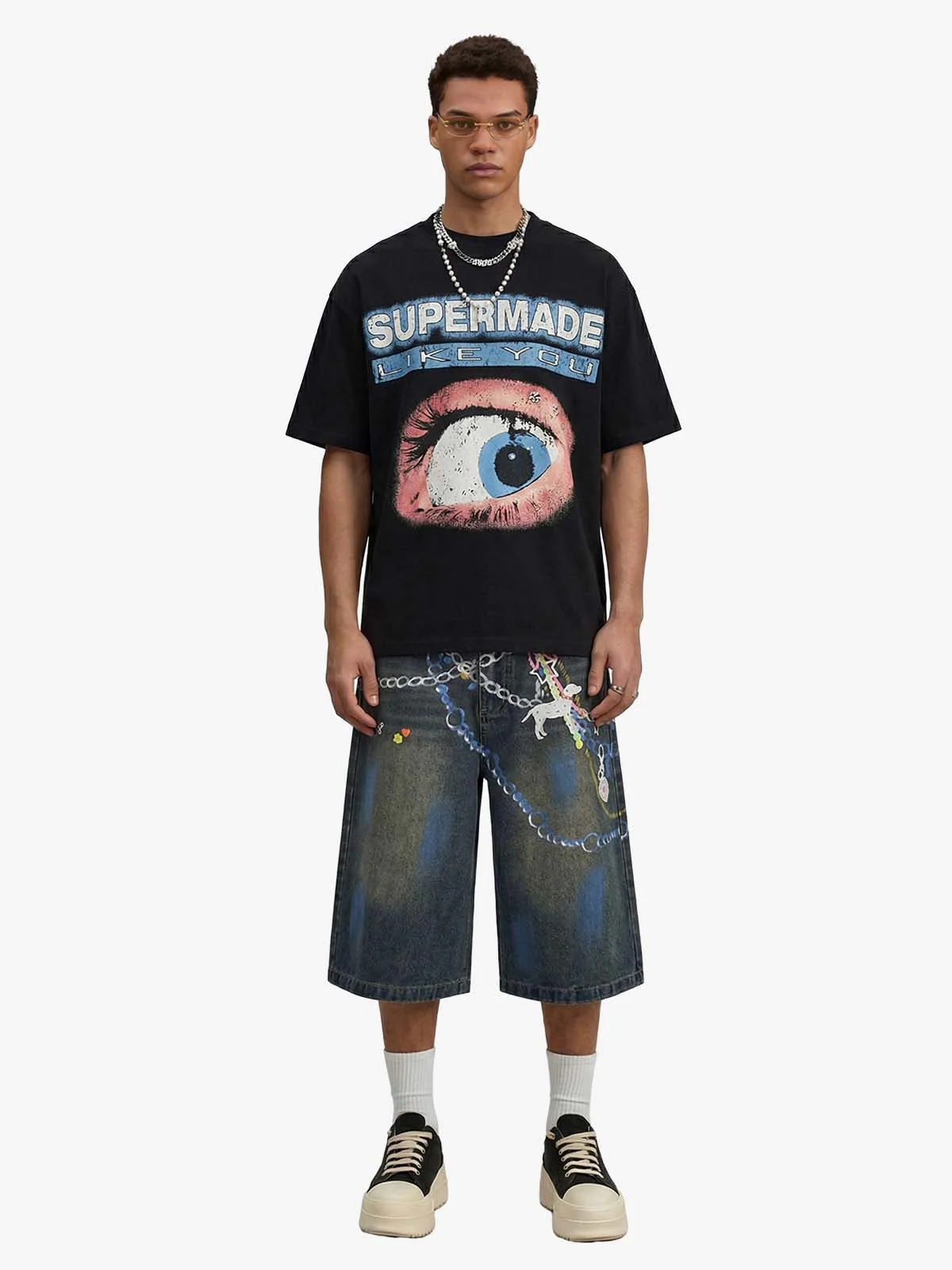 Street Painting Graffiti Denim Jorts - 2476 - Image 3