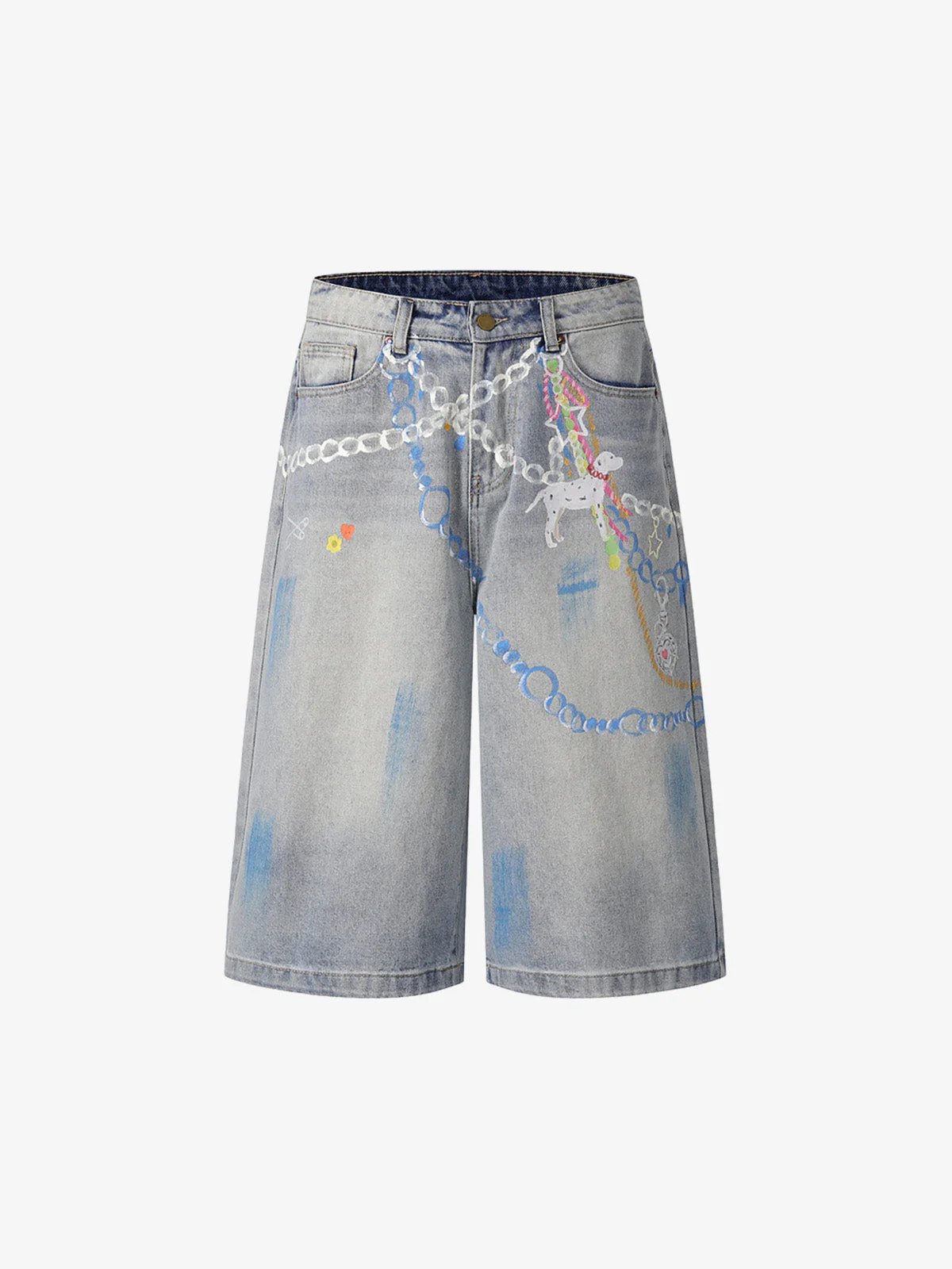 Street Painting Graffiti Denim Jorts - 2476 - Image 8