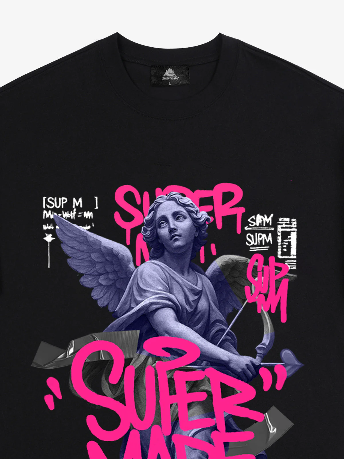 Street Pink Lucky Angel Graphic Design T-Shirt - Image 12