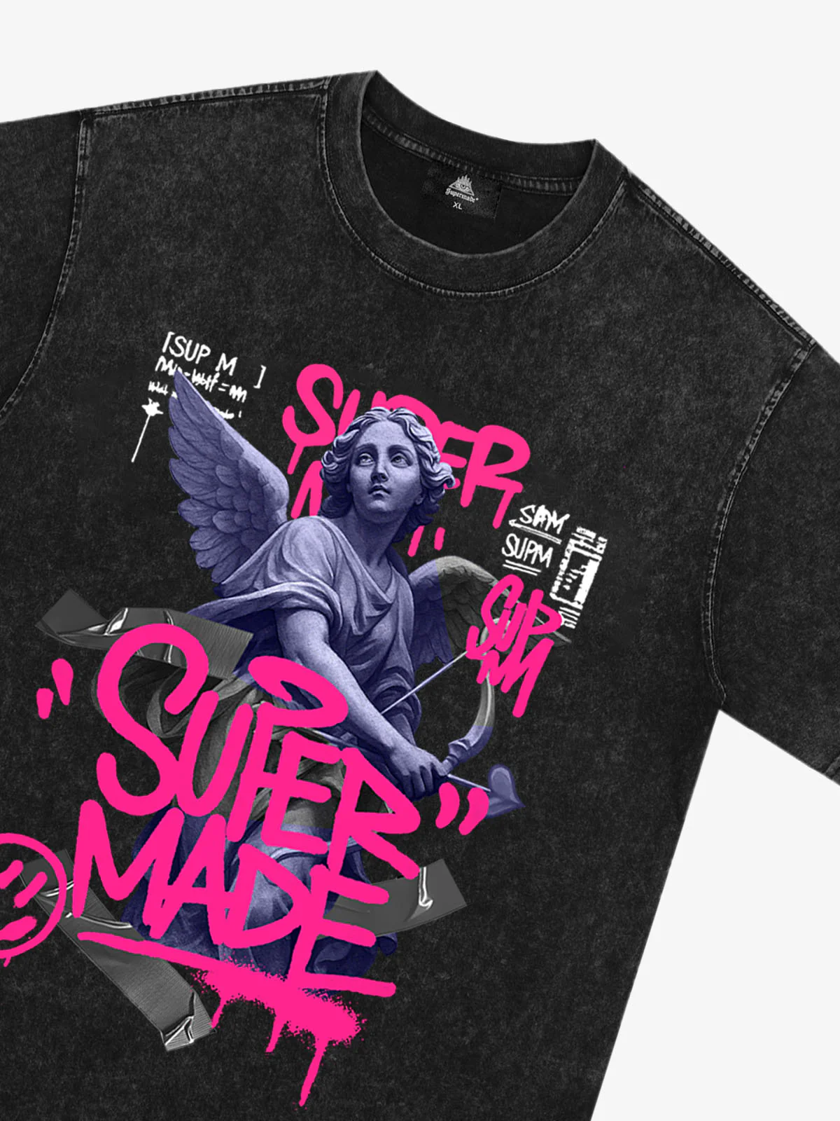 Street Pink Lucky Angel Graphic Design T-Shirt - Image 13