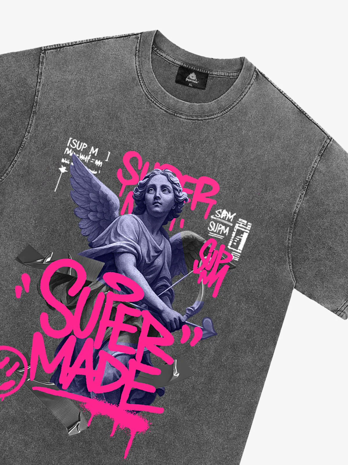 Street Pink Lucky Angel Graphic Design T-Shirt - Image 15