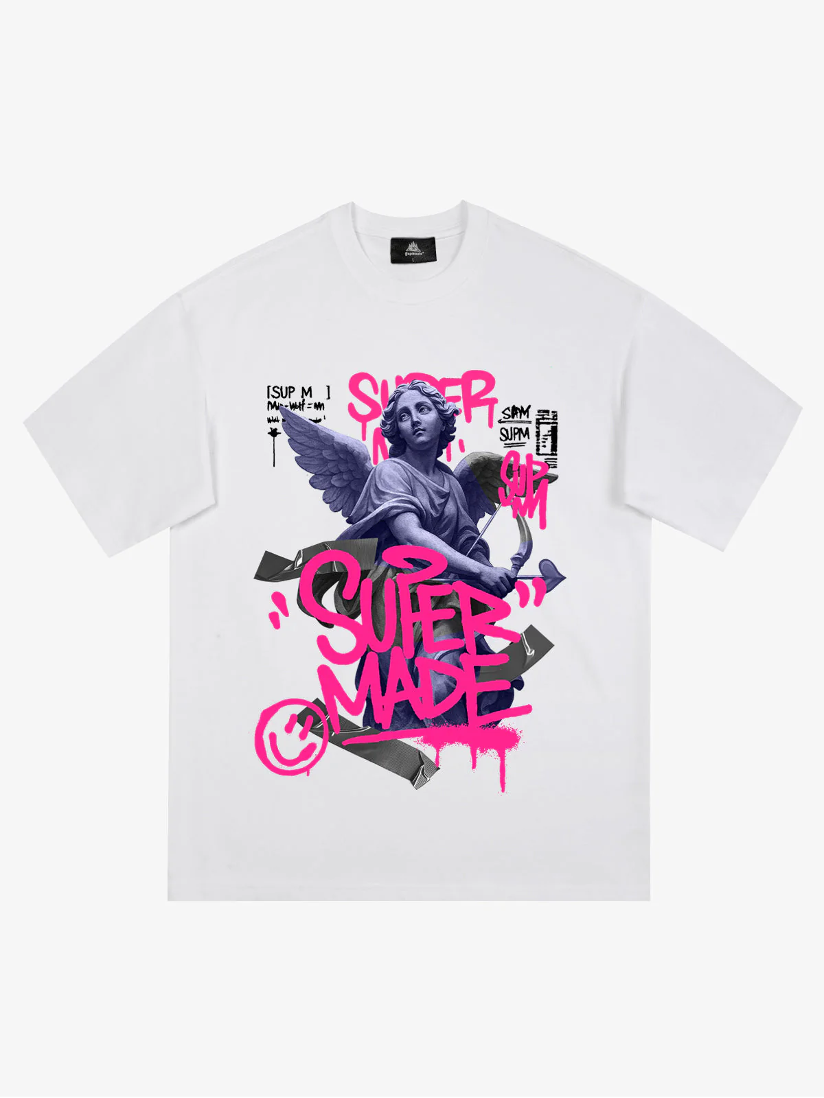Street Pink Lucky Angel Graphic Design T-Shirt - Image 2