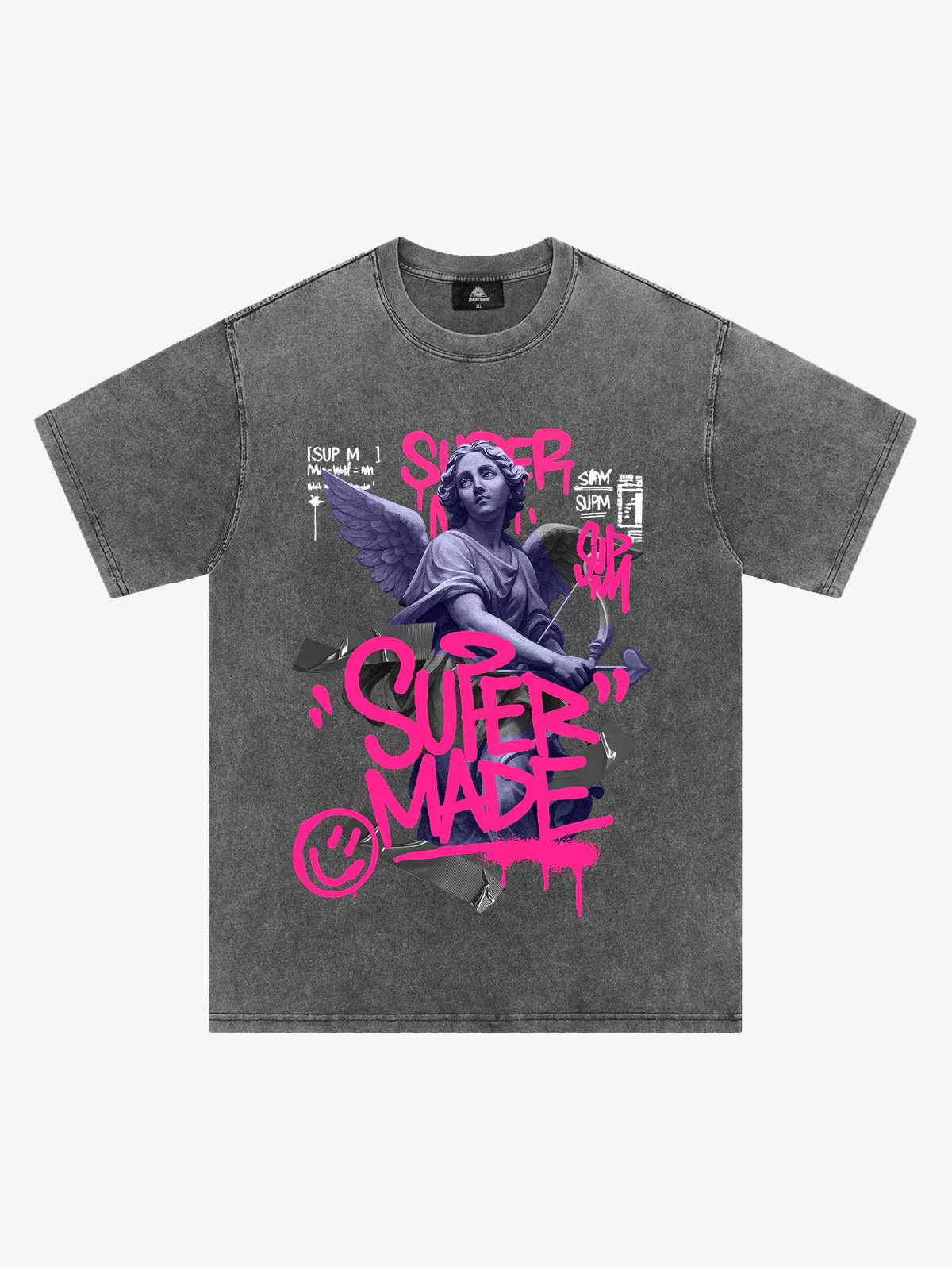 Street Pink Lucky Angel Graphic Design T-Shirt - Image 3