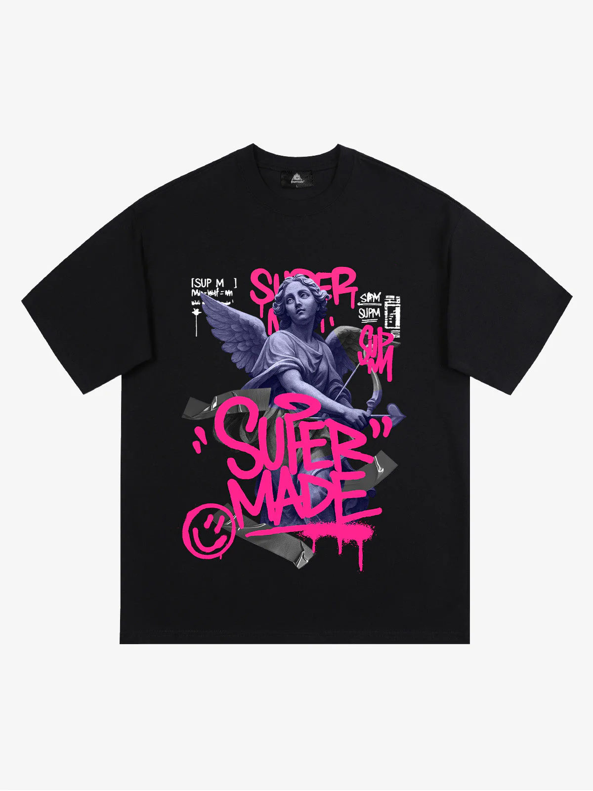Street Pink Lucky Angel Graphic Design T-Shirt - Image 4