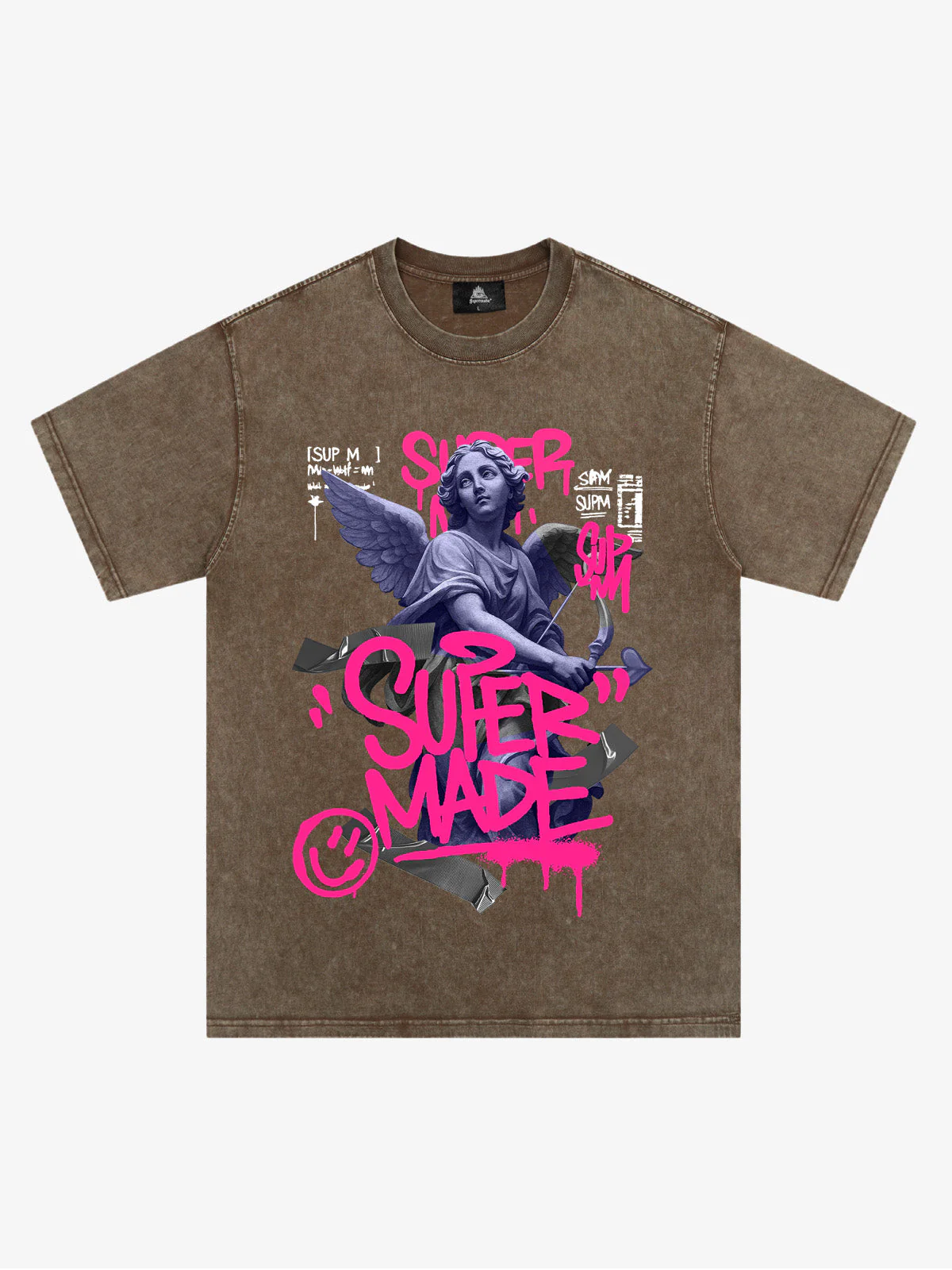 Street Pink Lucky Angel Graphic Design T-Shirt - Image 6