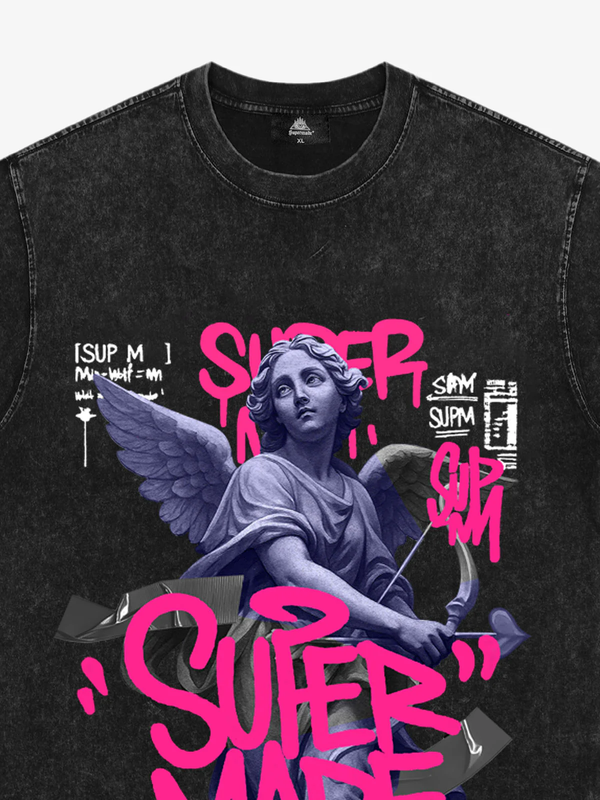 Street Pink Lucky Angel Graphic Design T-Shirt - Image 7