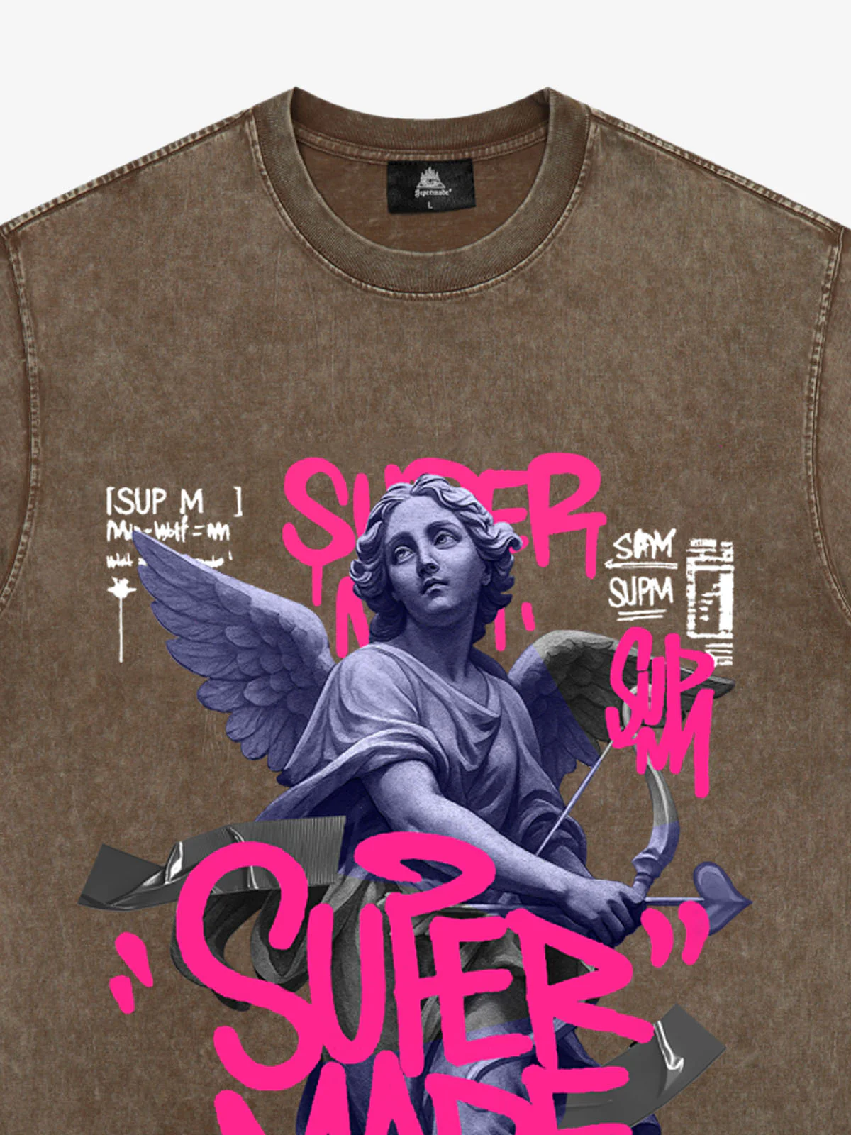 Street Pink Lucky Angel Graphic Design T-Shirt - Image 8