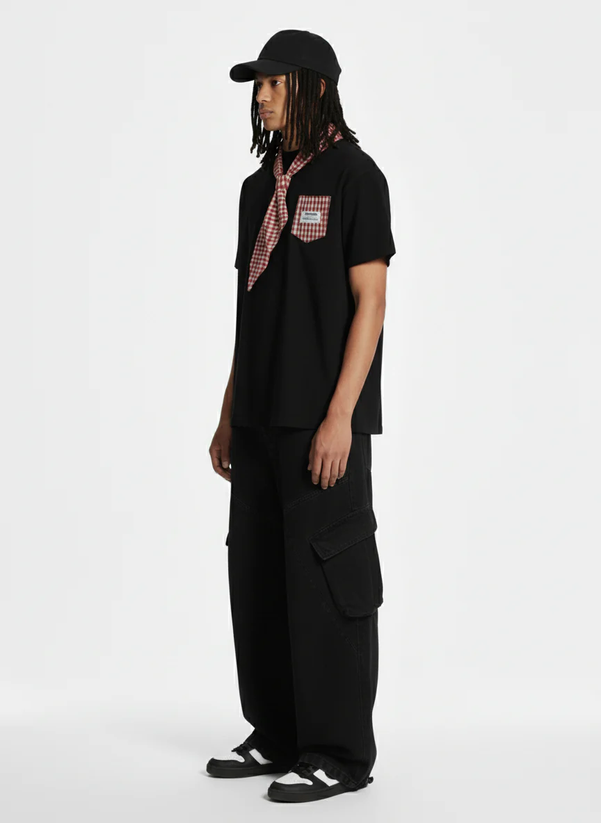 Street Plaid Tie Short Sleeve T-Shirt - Image 4