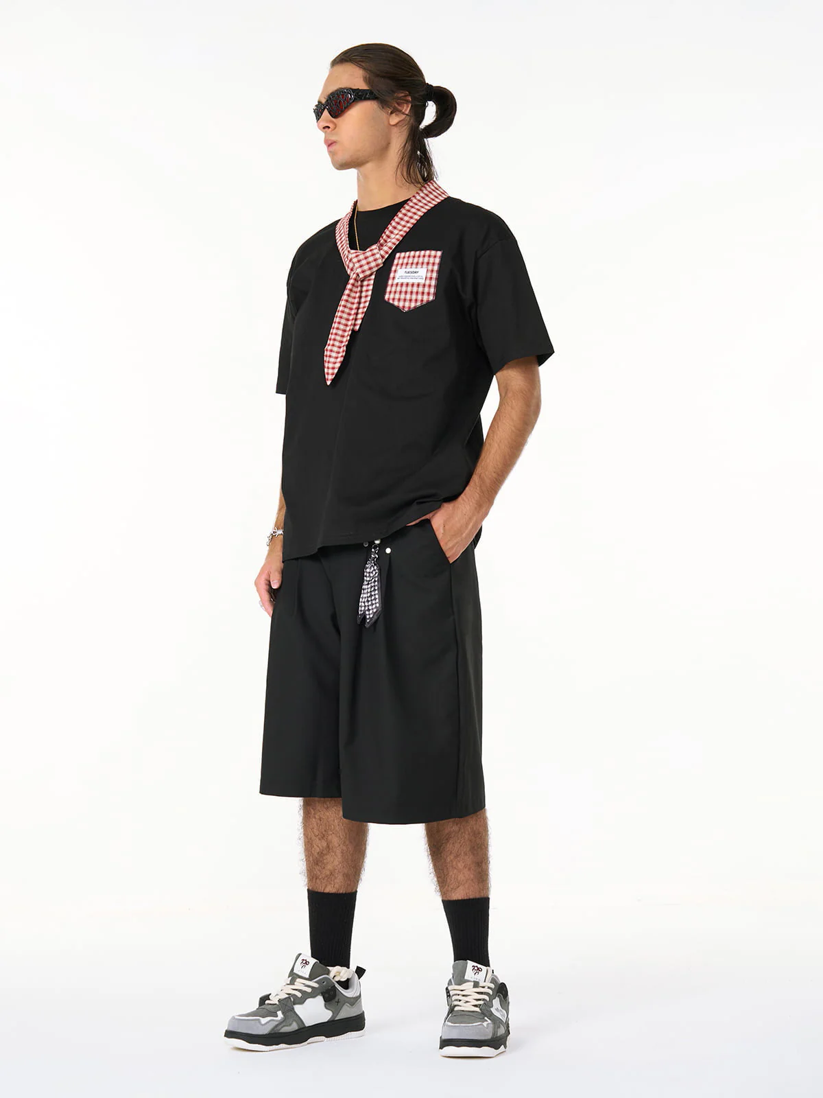 Street Plaid Tie Short Sleeve T-Shirt - Image 5