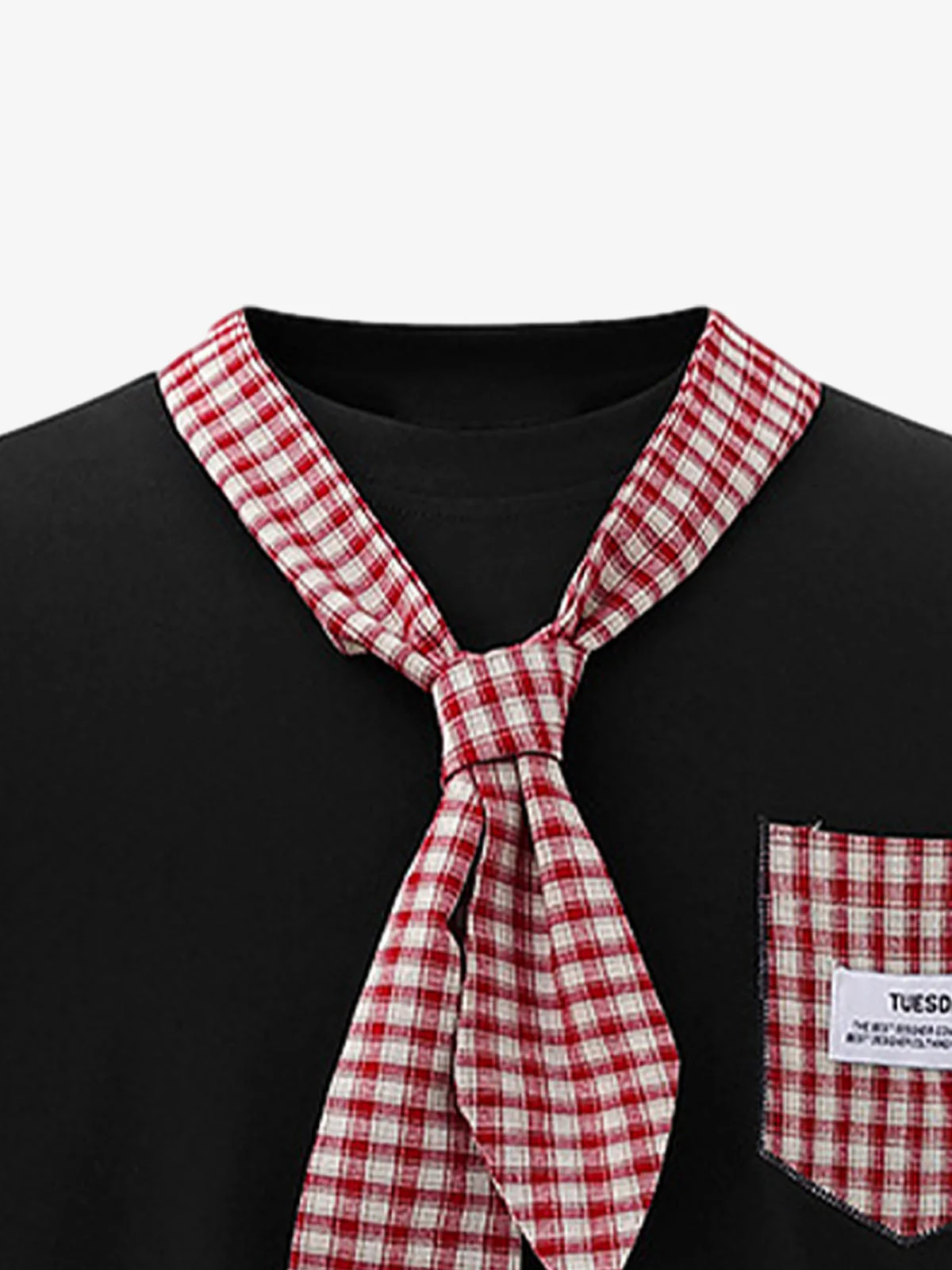 Street Plaid Tie Short Sleeve T-Shirt - Image 9