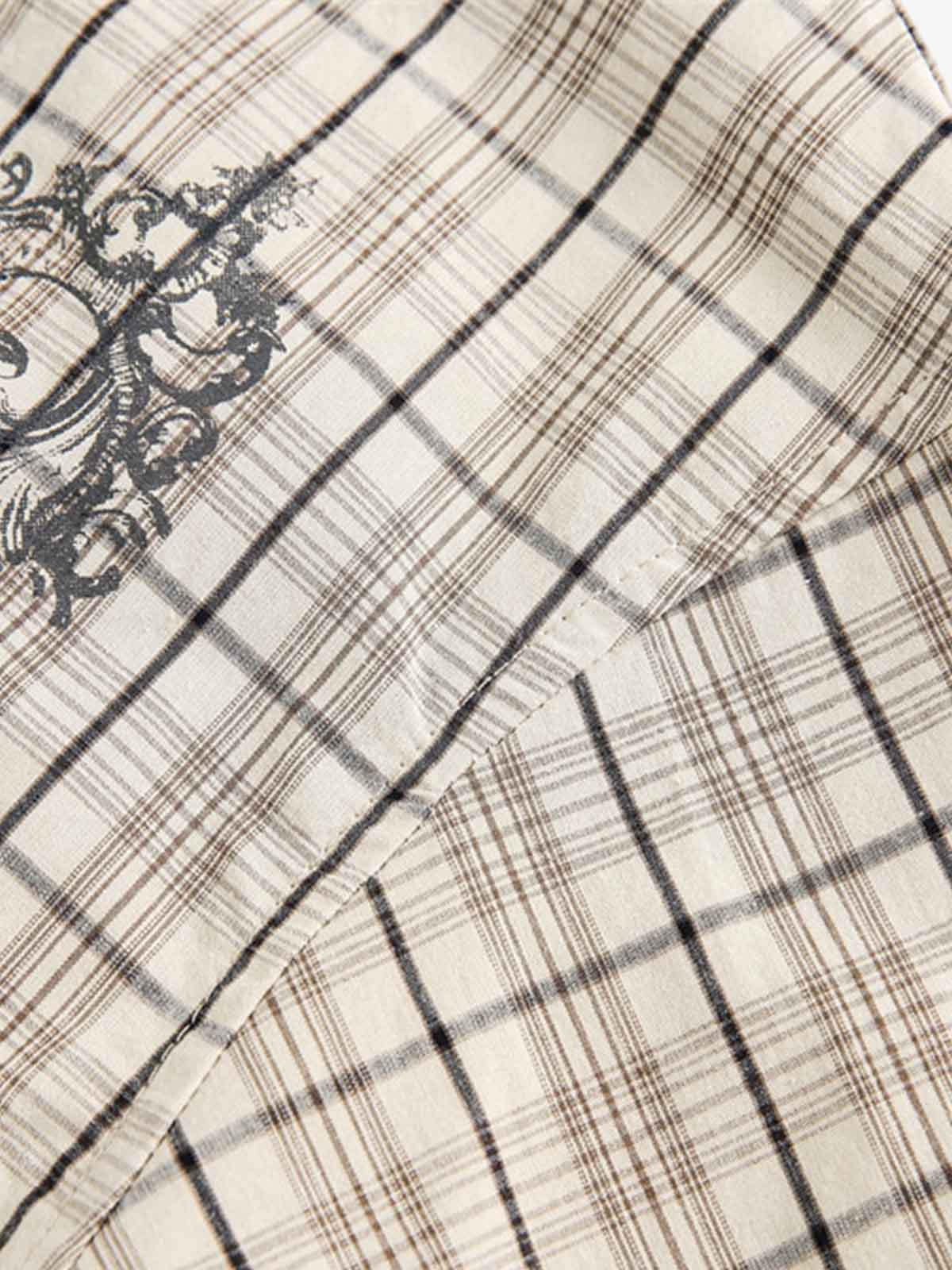 Street Print Lettering Plaid Long-Sleeve Shirt - Image 7