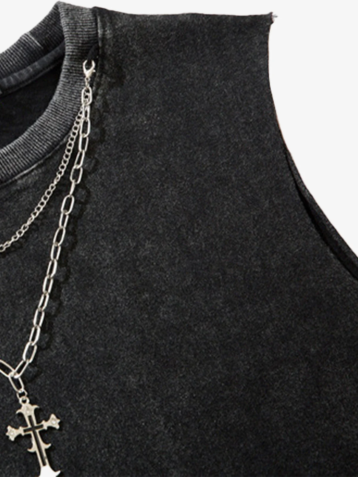 Street Ripped Vest with Detachable Necklace - Image 10