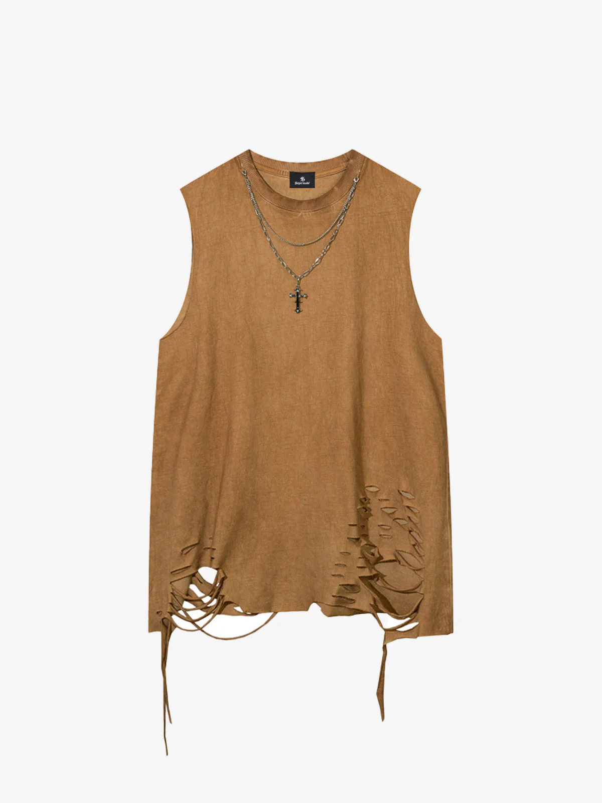 Street Ripped Vest with Detachable Necklace - Image 2