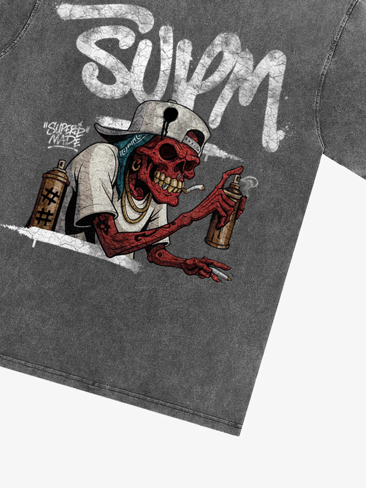 Street Trendy Skull Spray-Paint Graffiti Master T-Shirt - Image 10