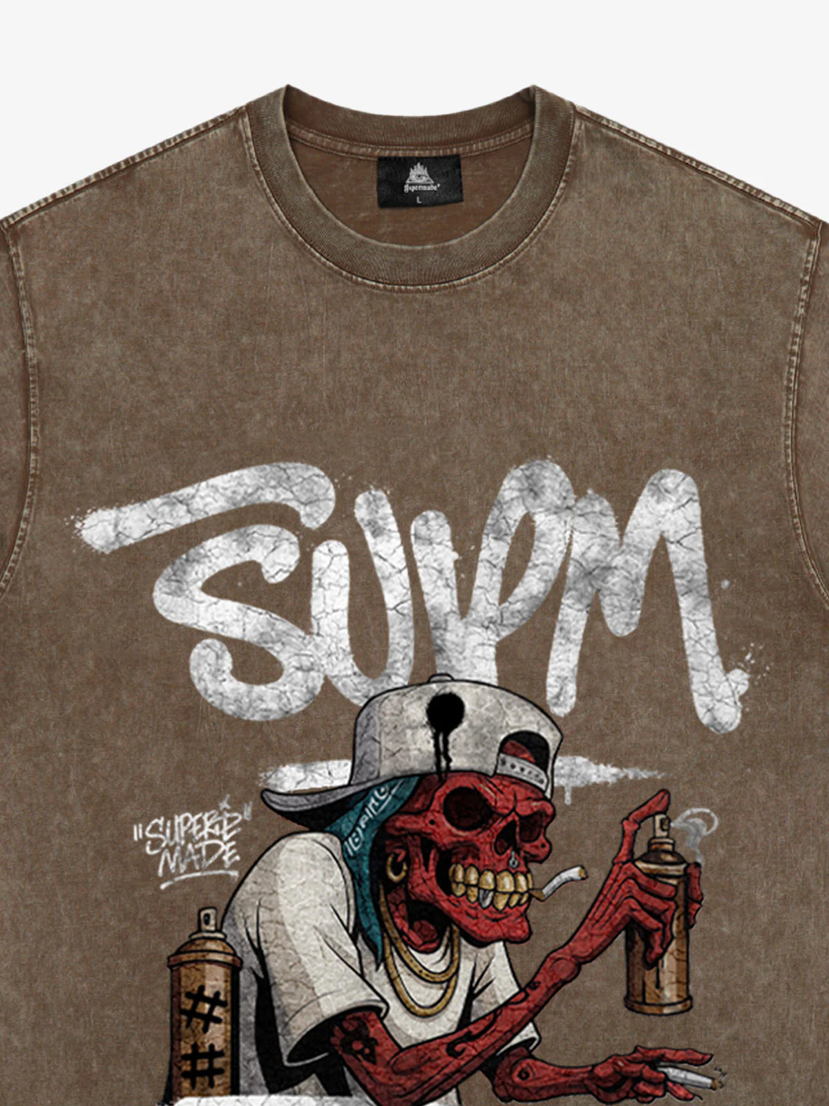 Street Trendy Skull Spray-Paint Graffiti Master T-Shirt - Image 11