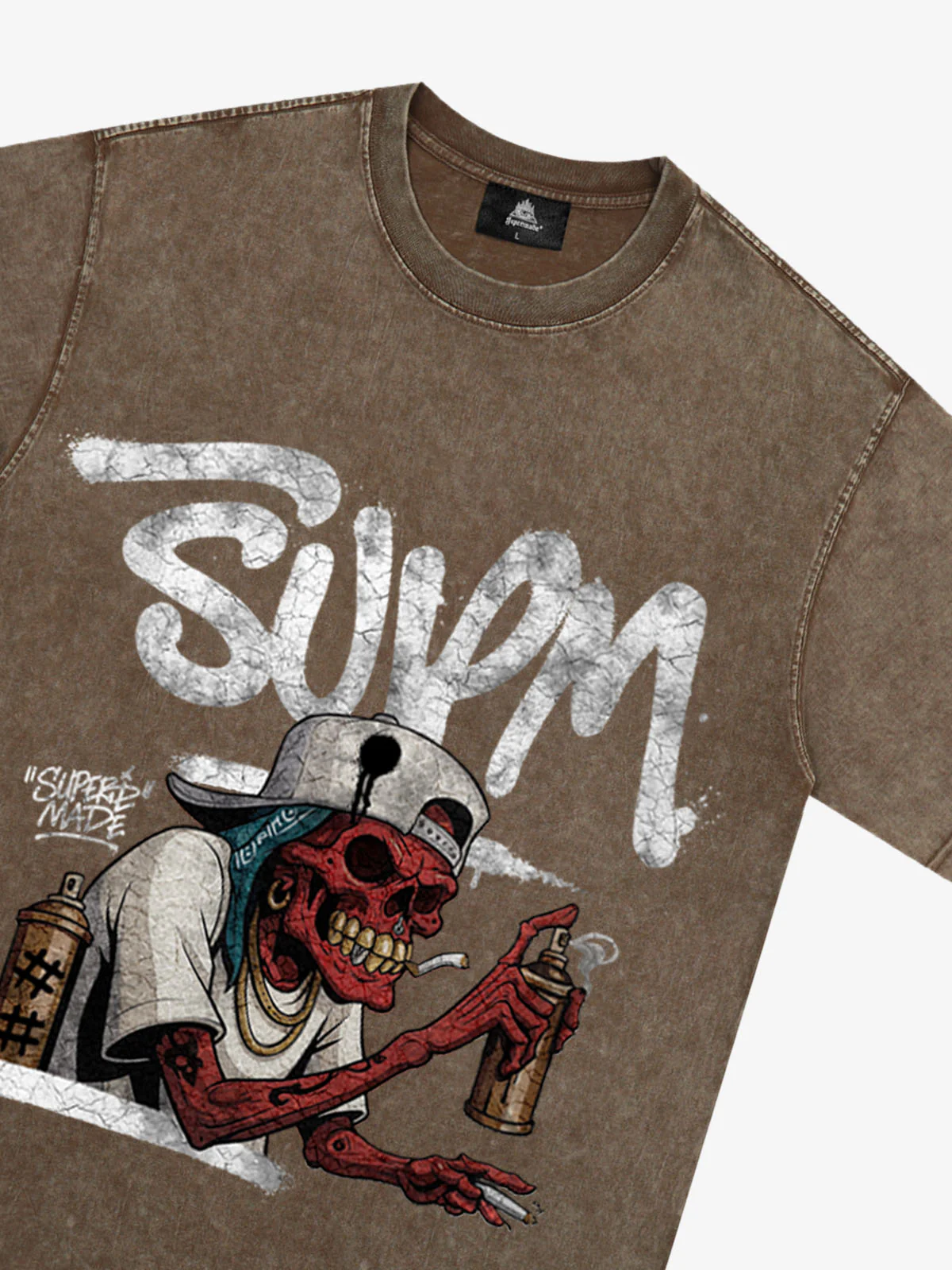 Street Trendy Skull Spray-Paint Graffiti Master T-Shirt - Image 13