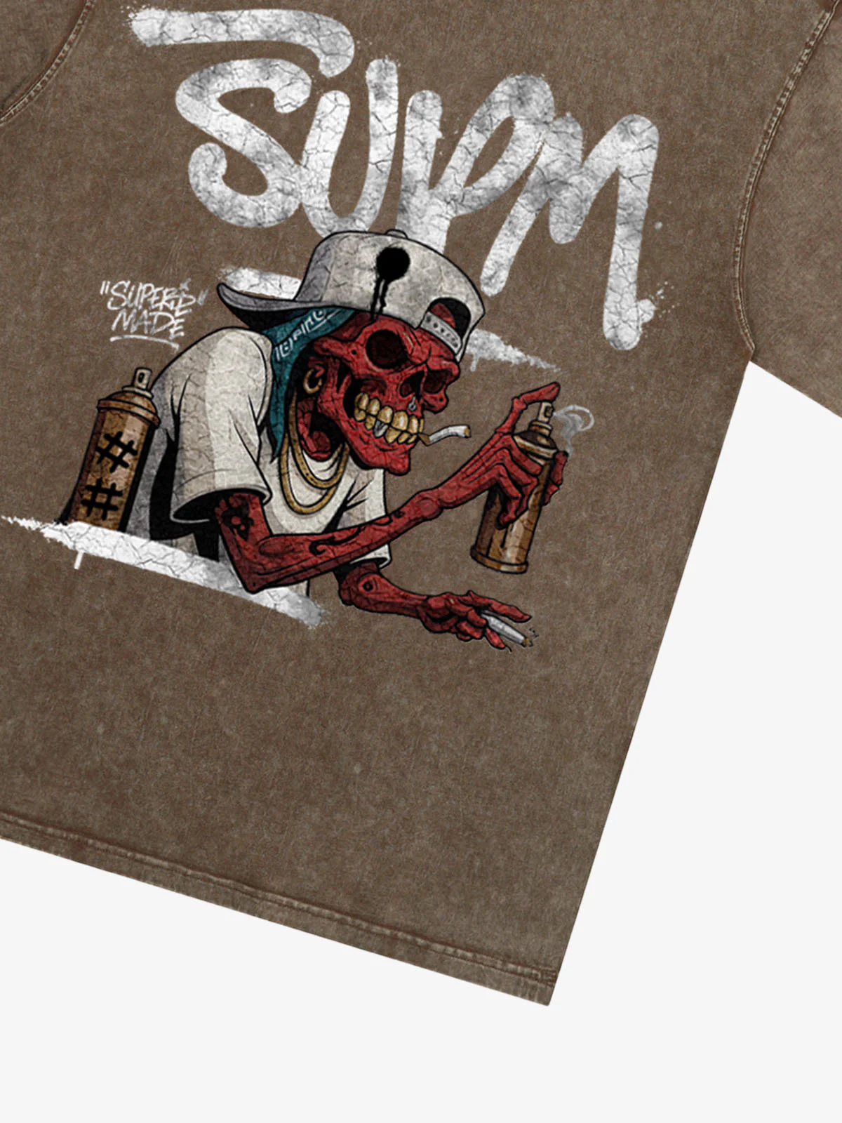 Street Trendy Skull Spray-Paint Graffiti Master T-Shirt - Image 14