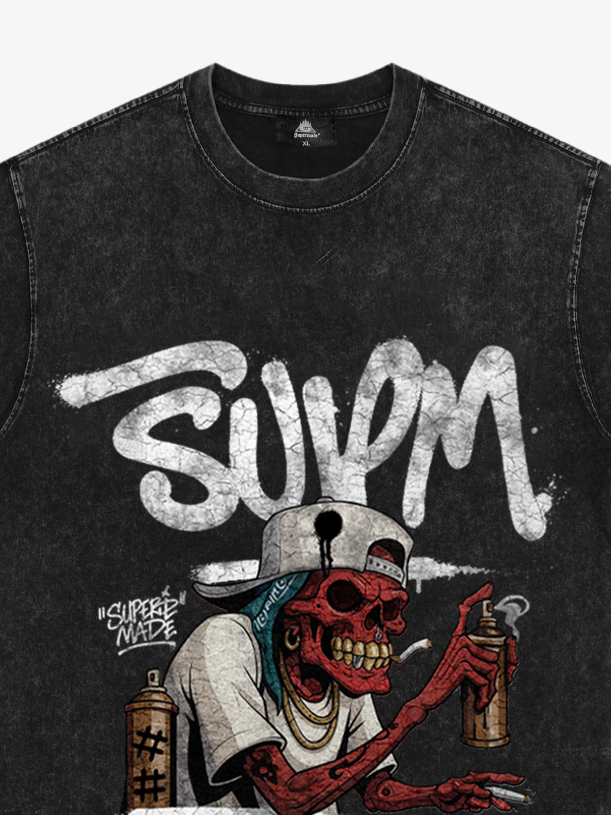 Street Trendy Skull Spray-Paint Graffiti Master T-Shirt - Image 15